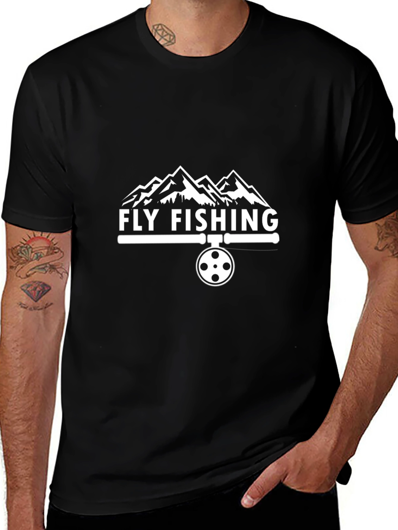 Fly Fishing T-Shirt - Mountain Design