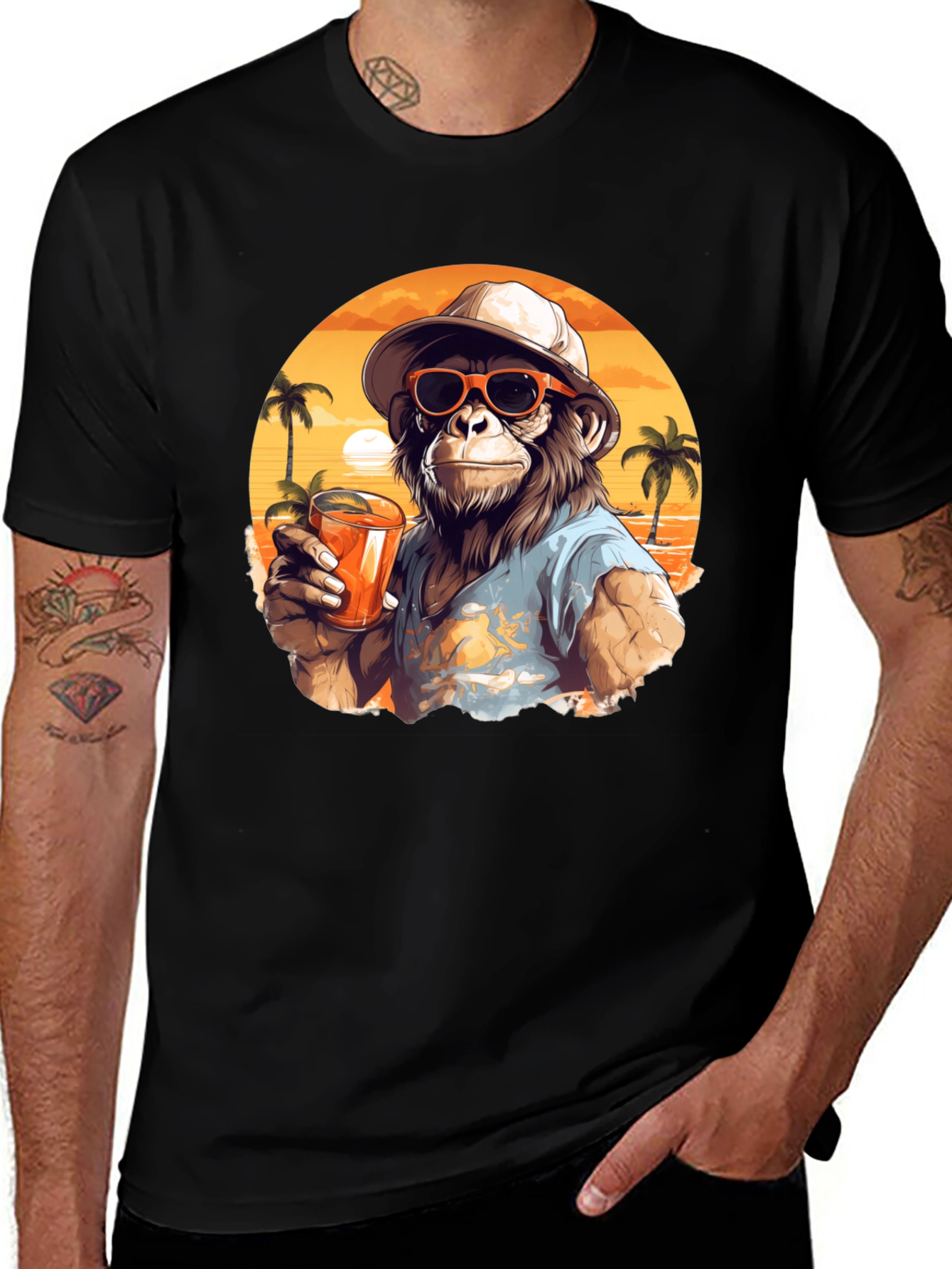 Tropical Monkey Graphic Tee - Island Vibes