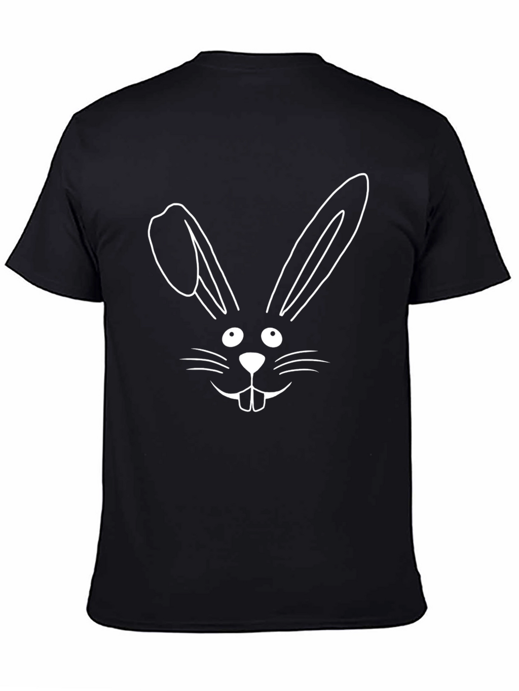 Bunny Face Graphic Tee - Black Cotton T-Shirt