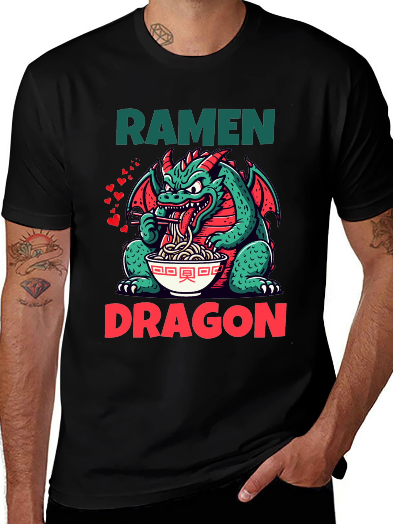 Ramen Dragon Graphic Tee - Funny Japanese Food Shirt