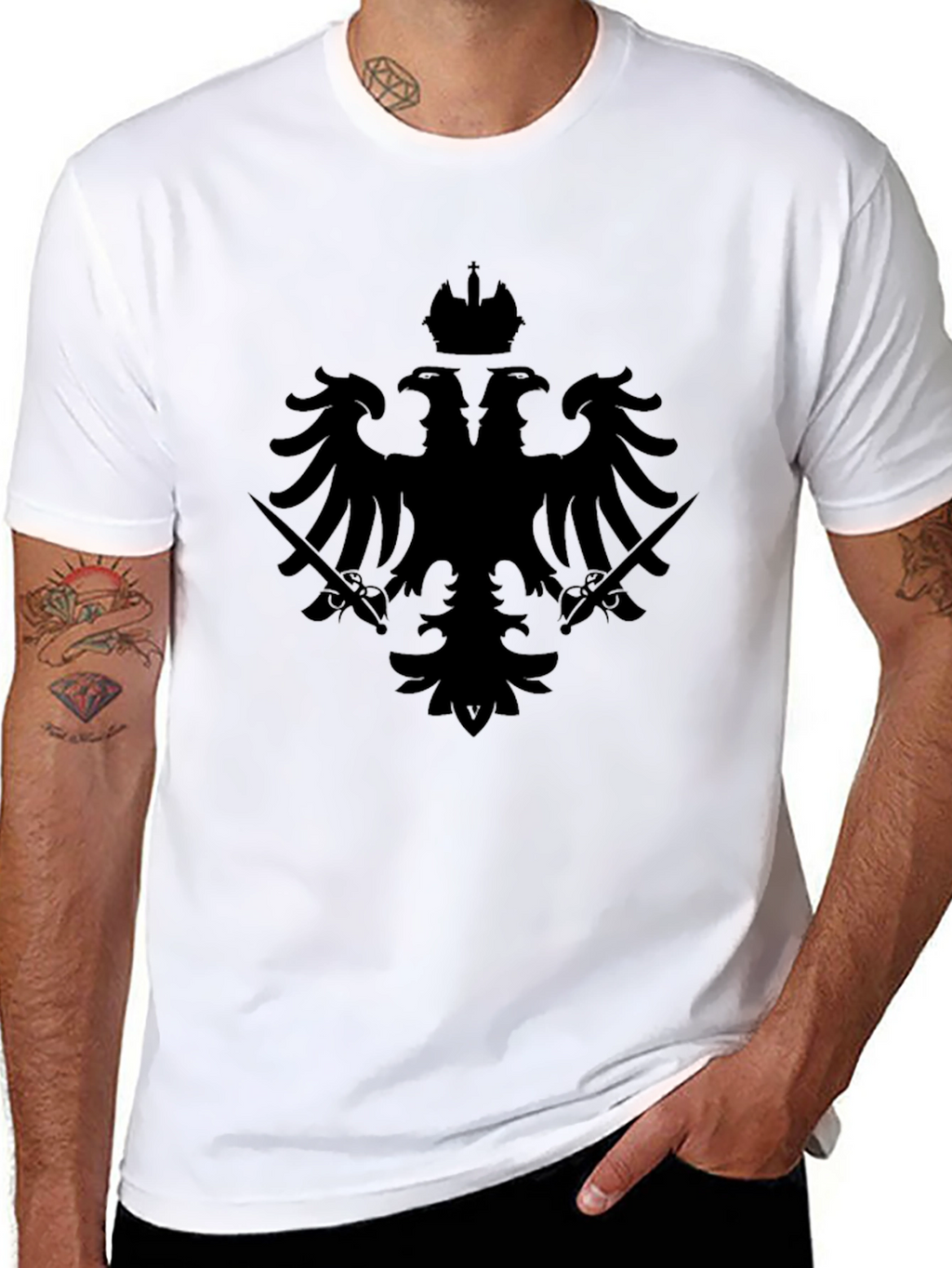 Black Double-Headed Eagle Crown T-Shirt