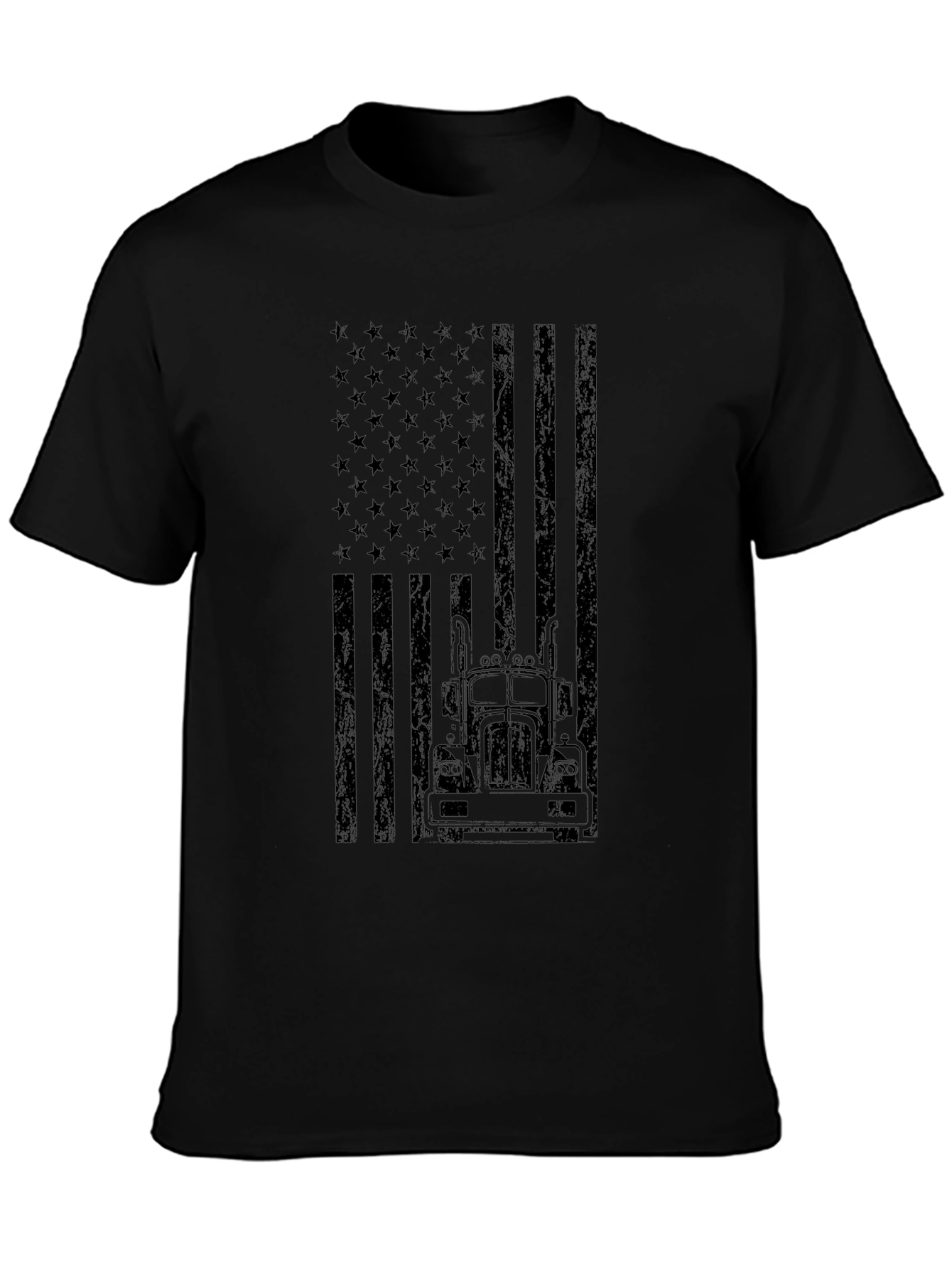 American Flag Trucker T-Shirt - Black