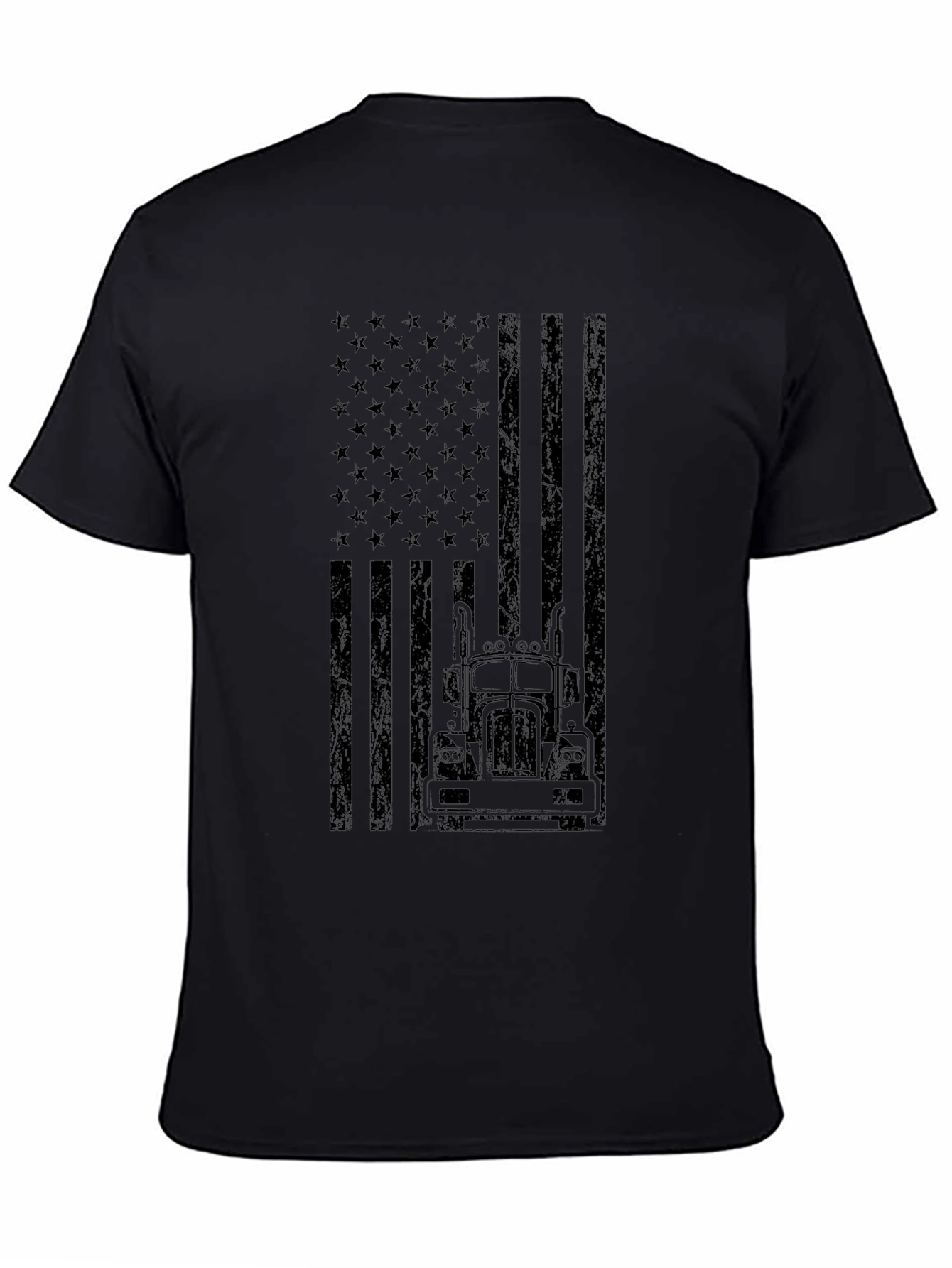 American Flag Trucker T-Shirt - Black