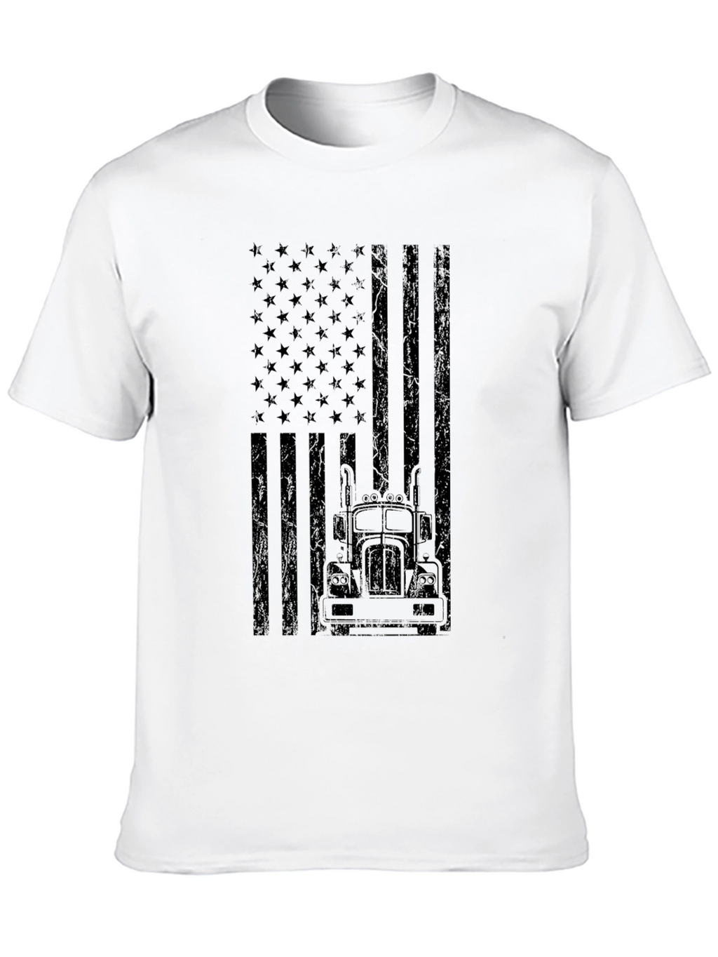 American Flag Trucker T-Shirt - Black