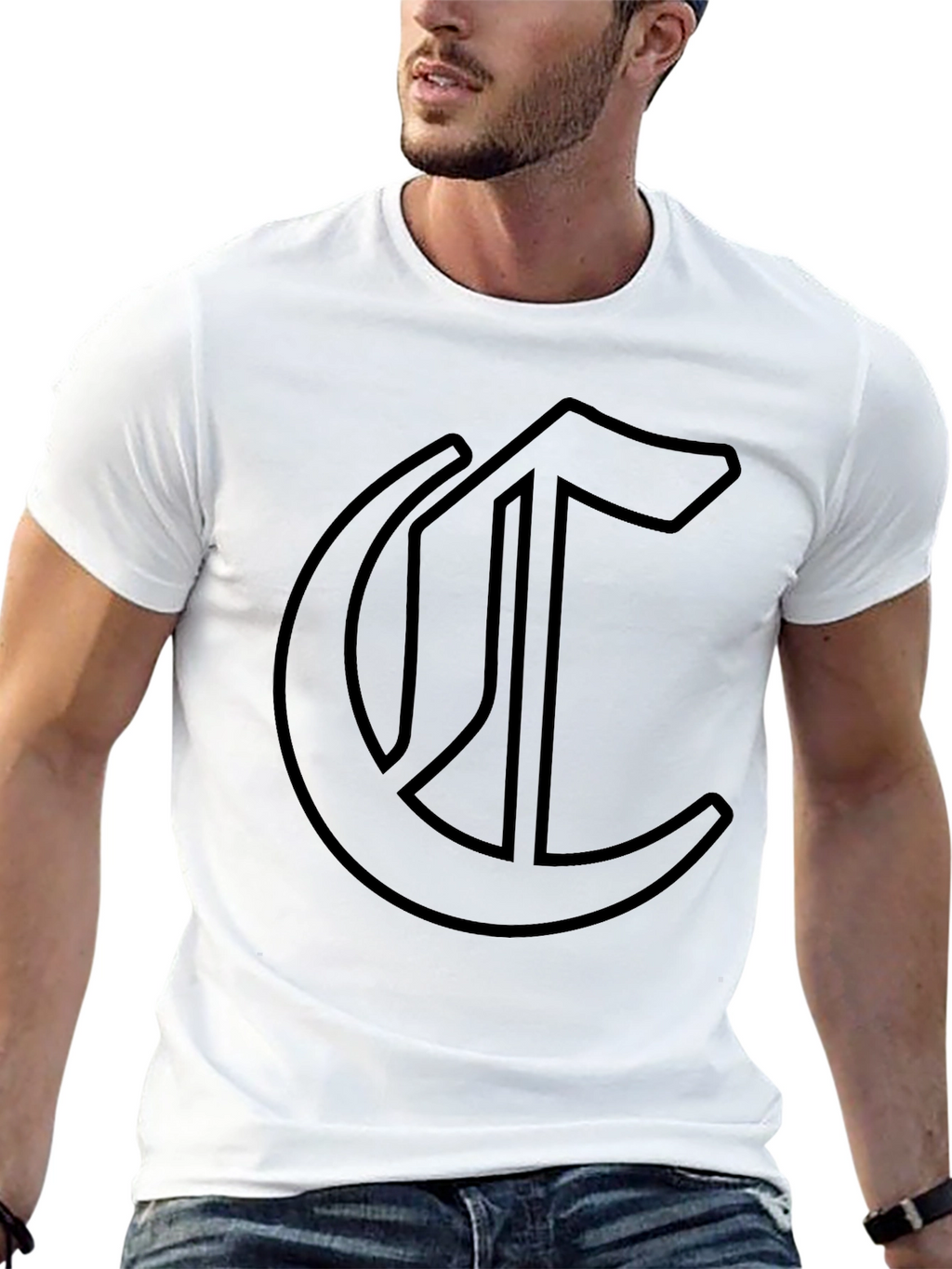 Gothic Initial Tee - Dark Aesthetic Cotton T-Shirt