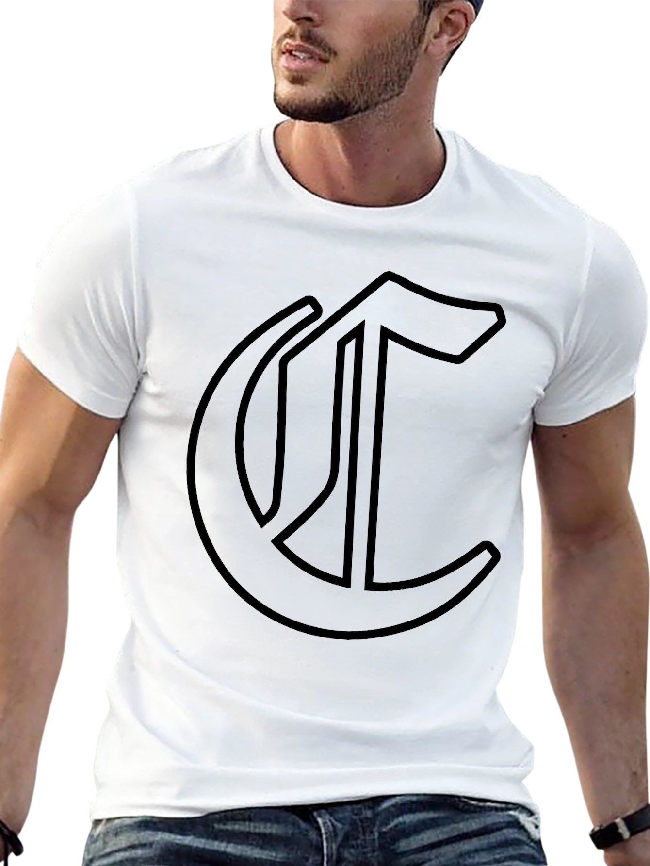 Gothic Initial Tee - Dark Aesthetic Cotton T-Shirt
