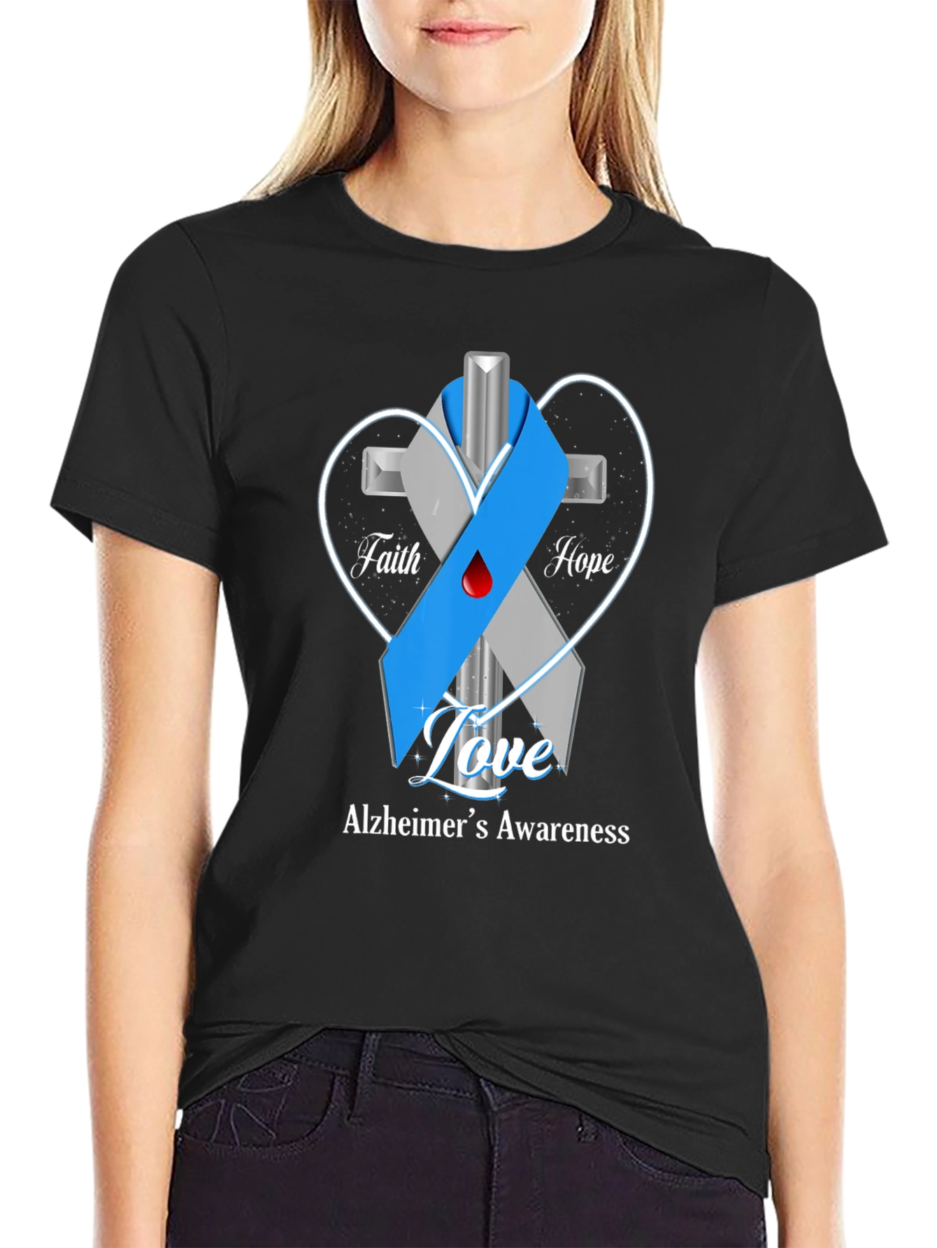 Alzheimers Awareness T-Shirt: Faith Hope Love