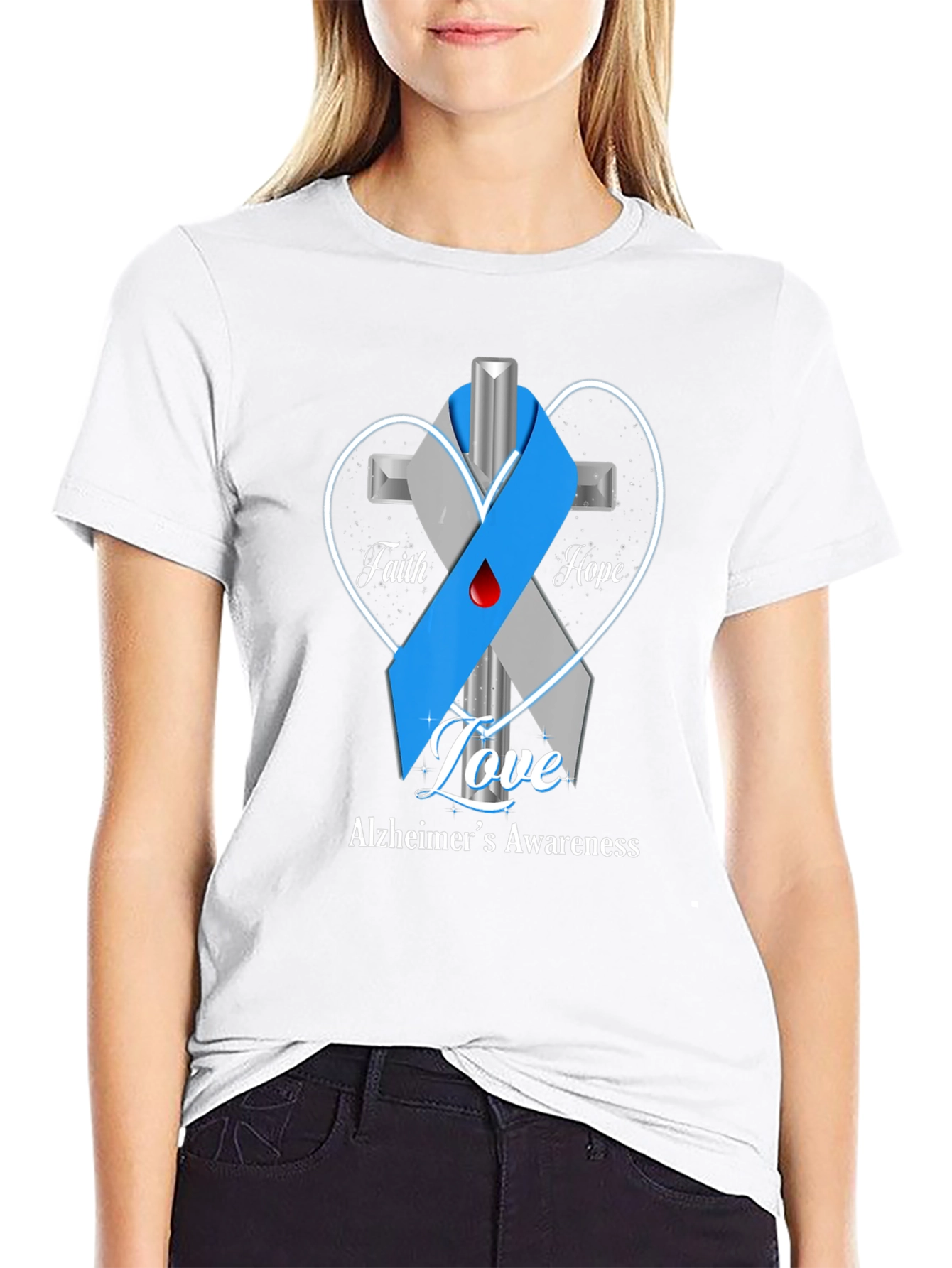 Alzheimers Awareness T-Shirt: Faith Hope Love