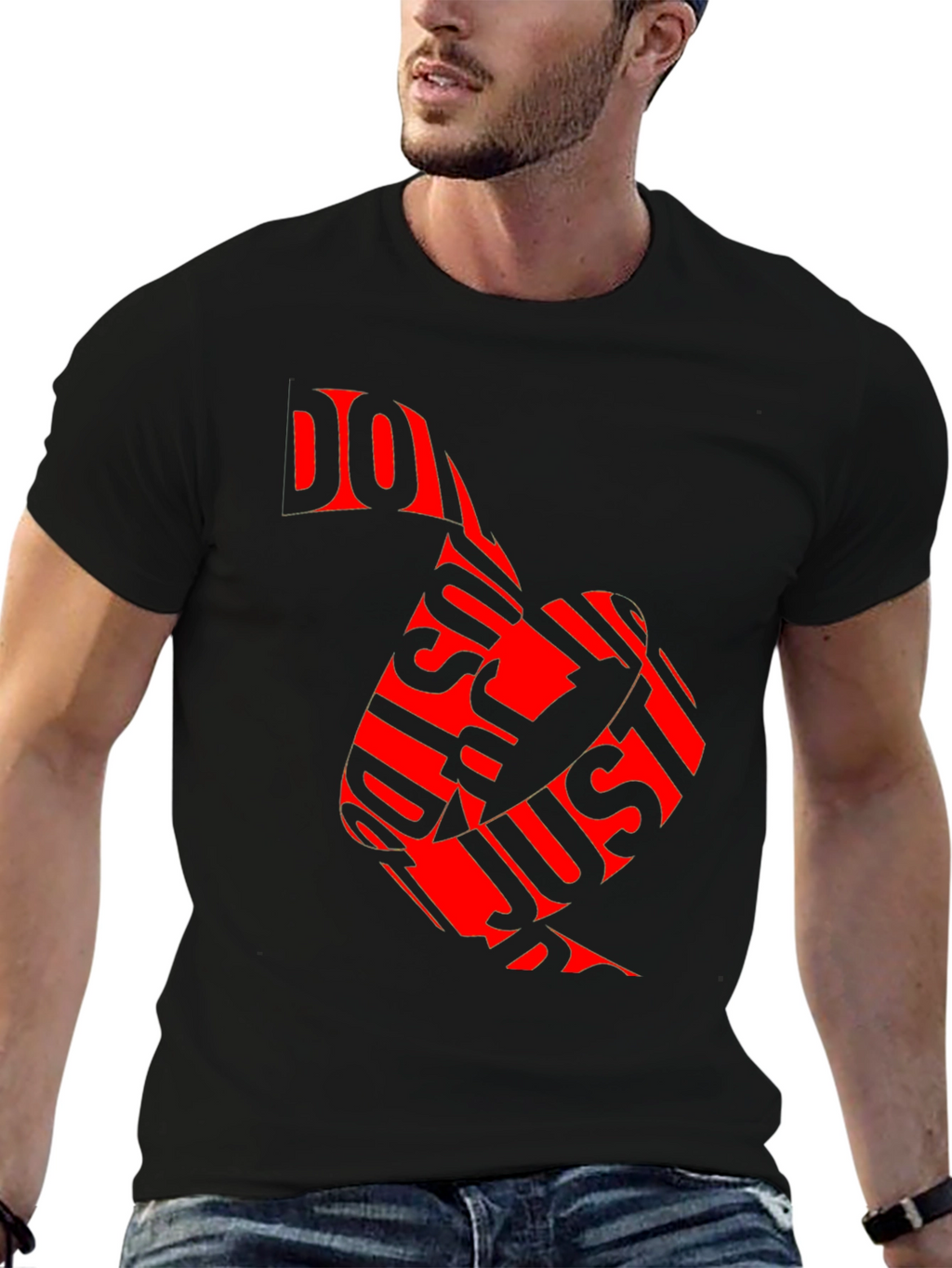 Just Do It Red Graphic Print Black T-Shirt