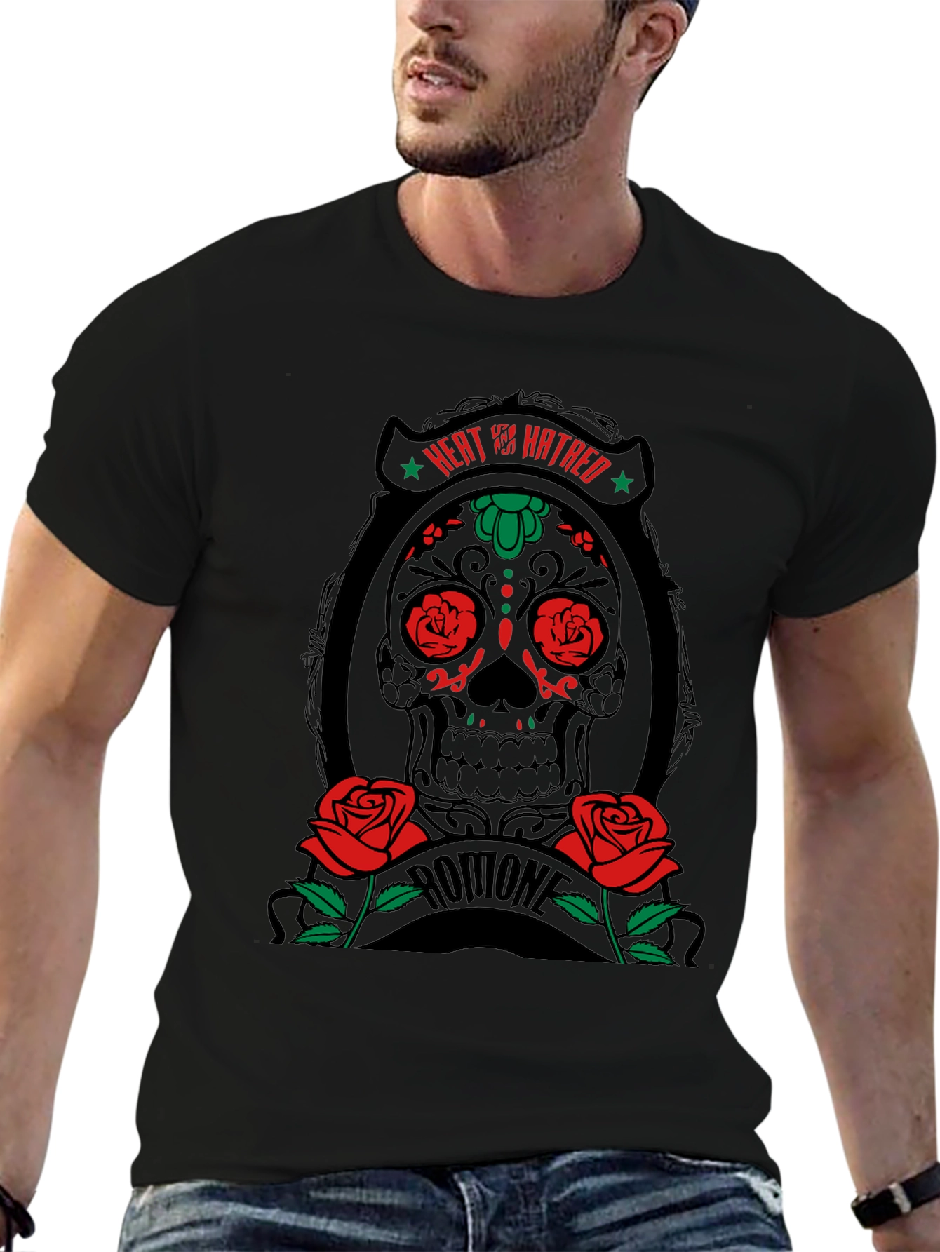 Heat & Hatred Skull Graphic Tee - Black