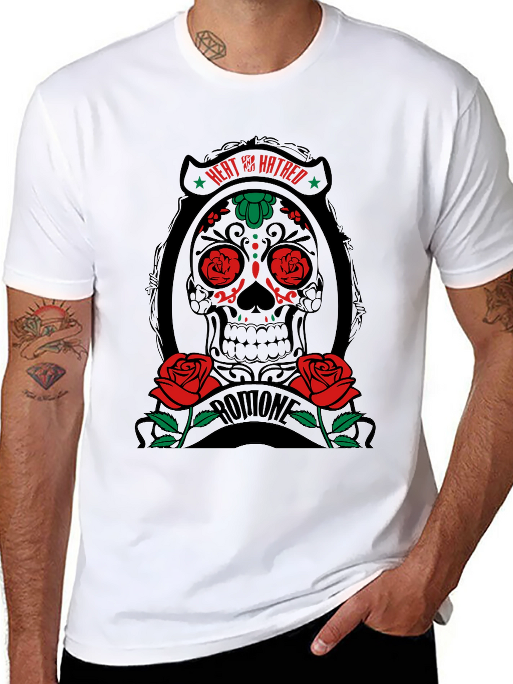 Heat & Hatred Skull Graphic Tee - Black