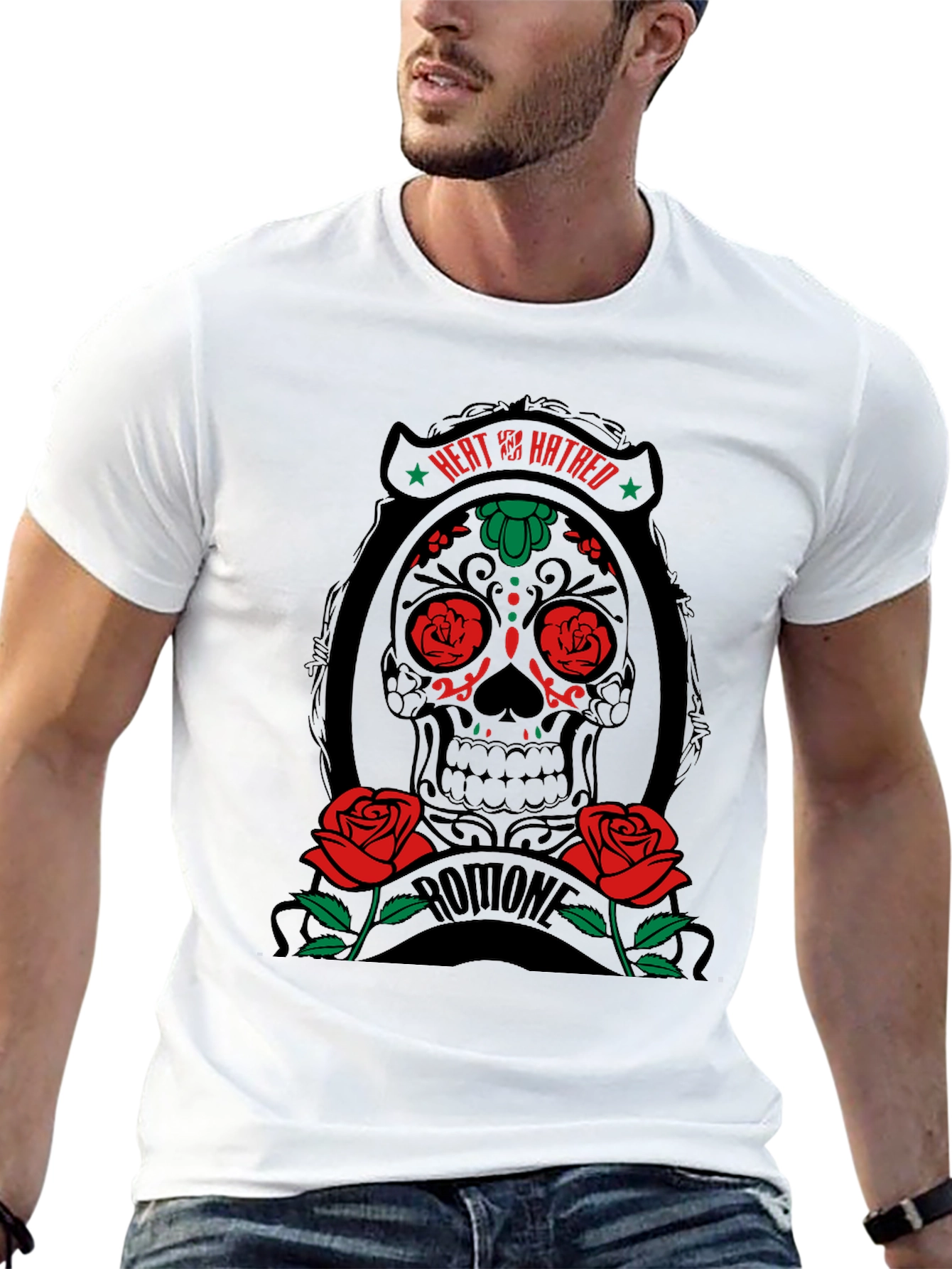 Heat & Hatred Skull Graphic Tee - Black