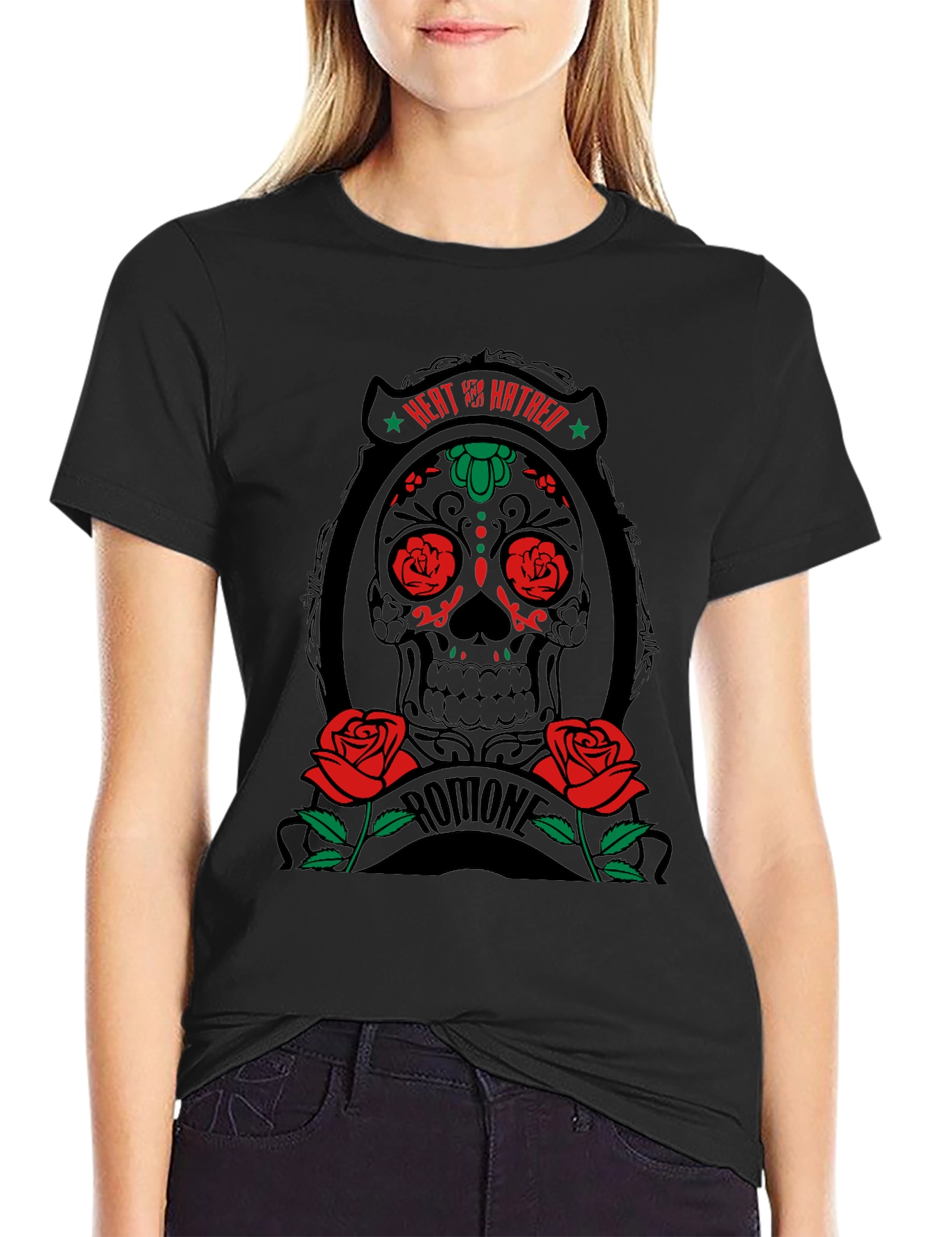 Heat & Hatred Skull Graphic Tee - Black