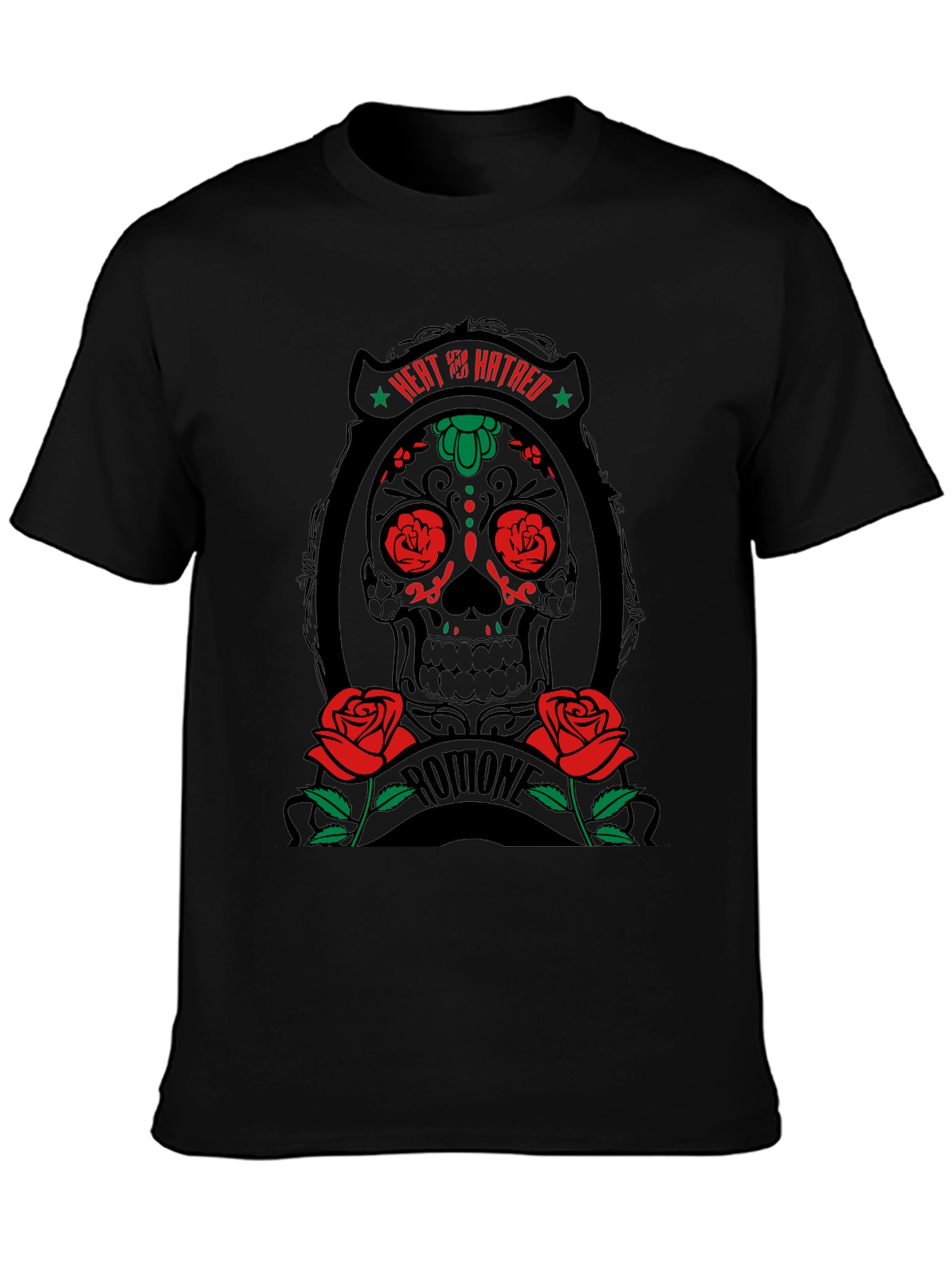 Heat & Hatred Skull Graphic Tee - Black