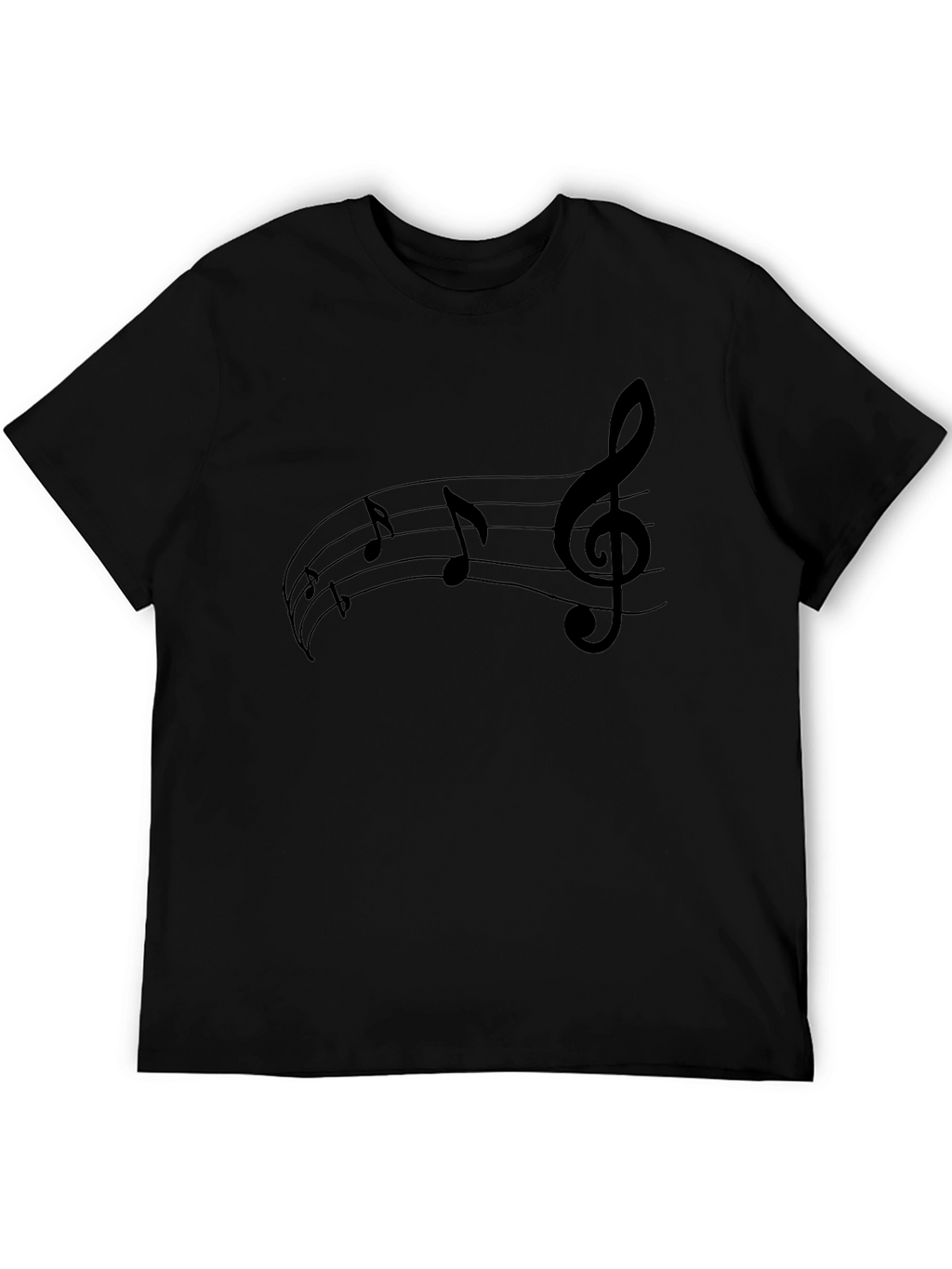Music Note Graphic Tee - Black Cotton T-Shirt