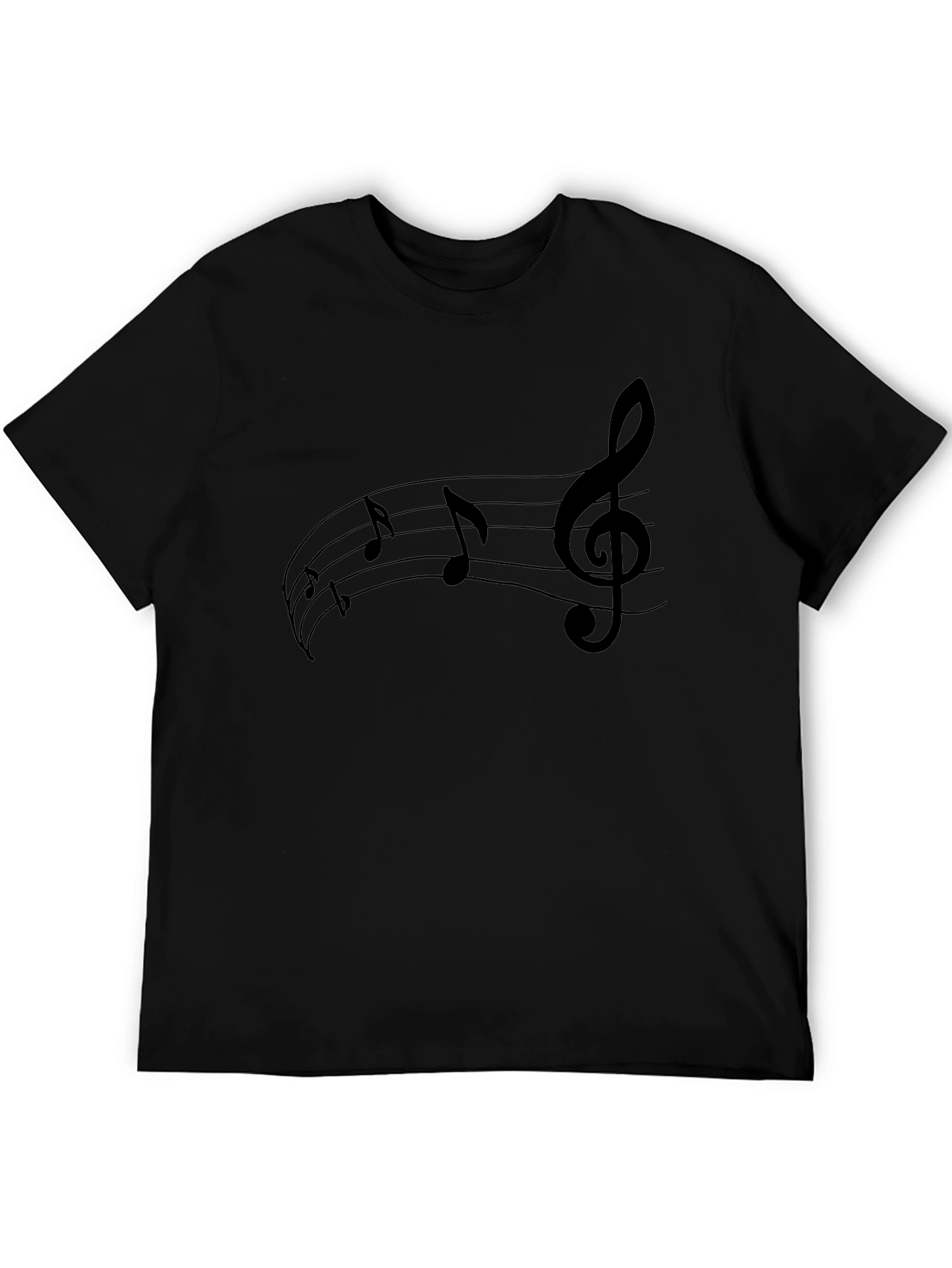 Music Note Graphic Tee - Black Cotton T-Shirt