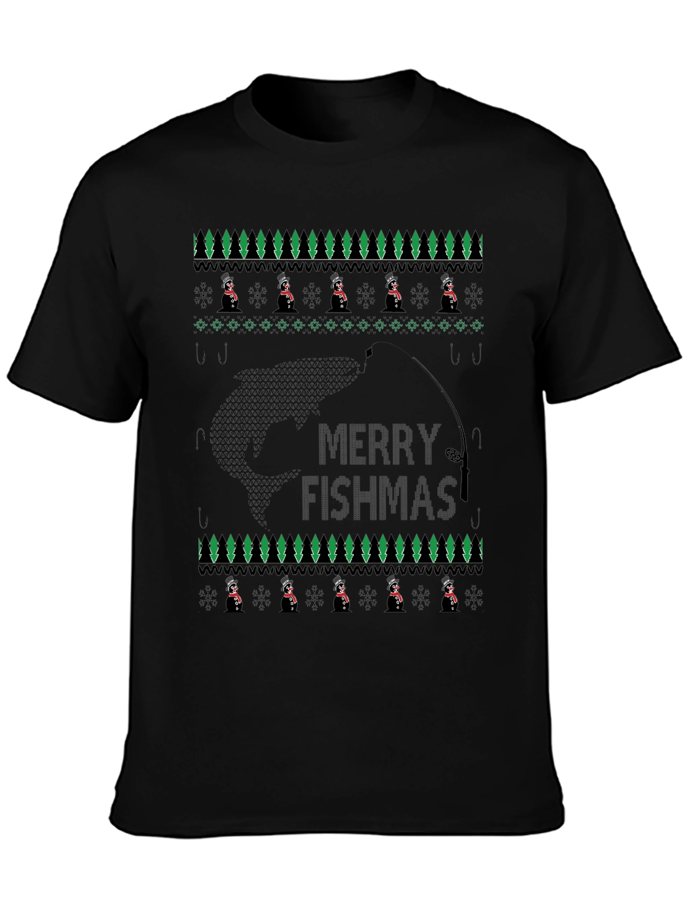 Merry Fishmas T-Shirt - Ugly Christmas Sweater Style
