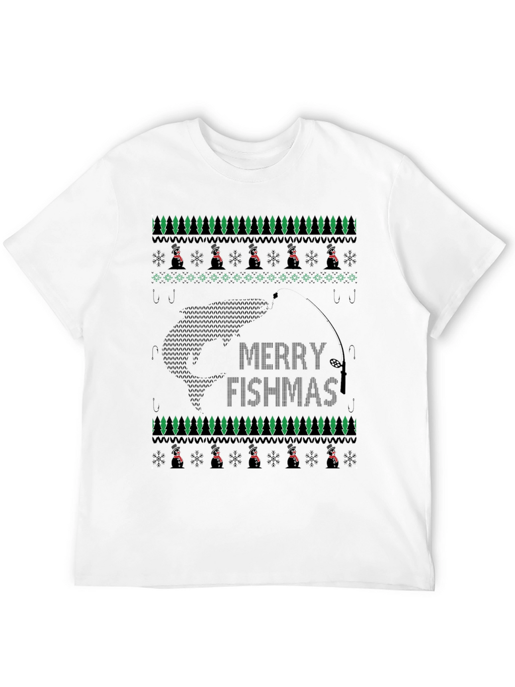 Merry Fishmas T-Shirt - Ugly Christmas Sweater Style