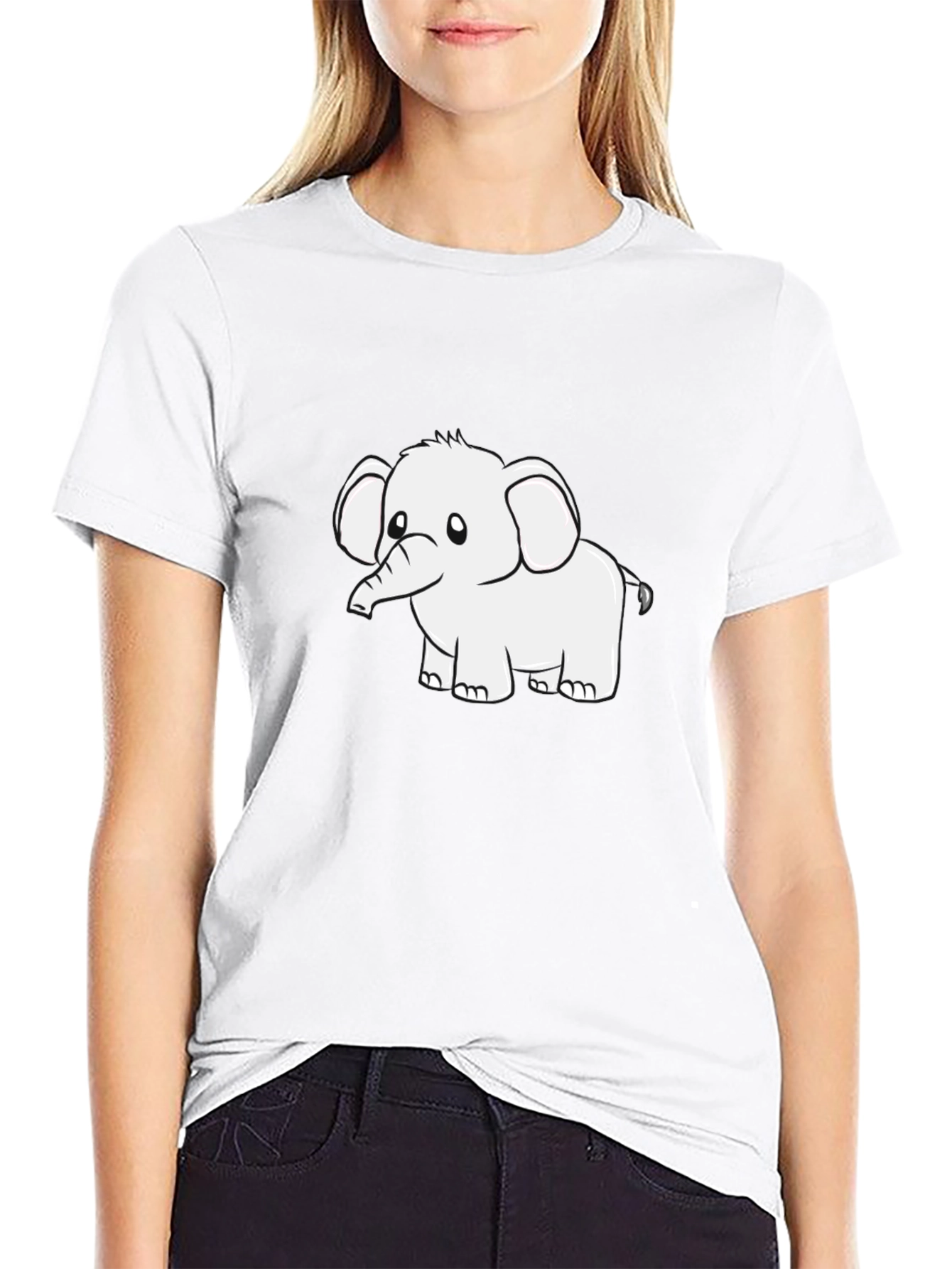 Black Graphic Tee - Cute Elephant Design
