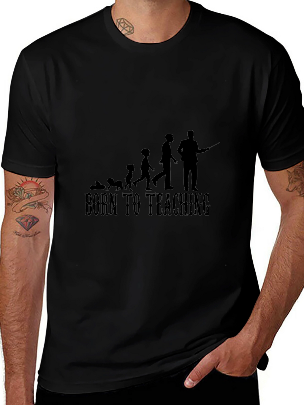 Born To Teaching Mens Black T-Shirt