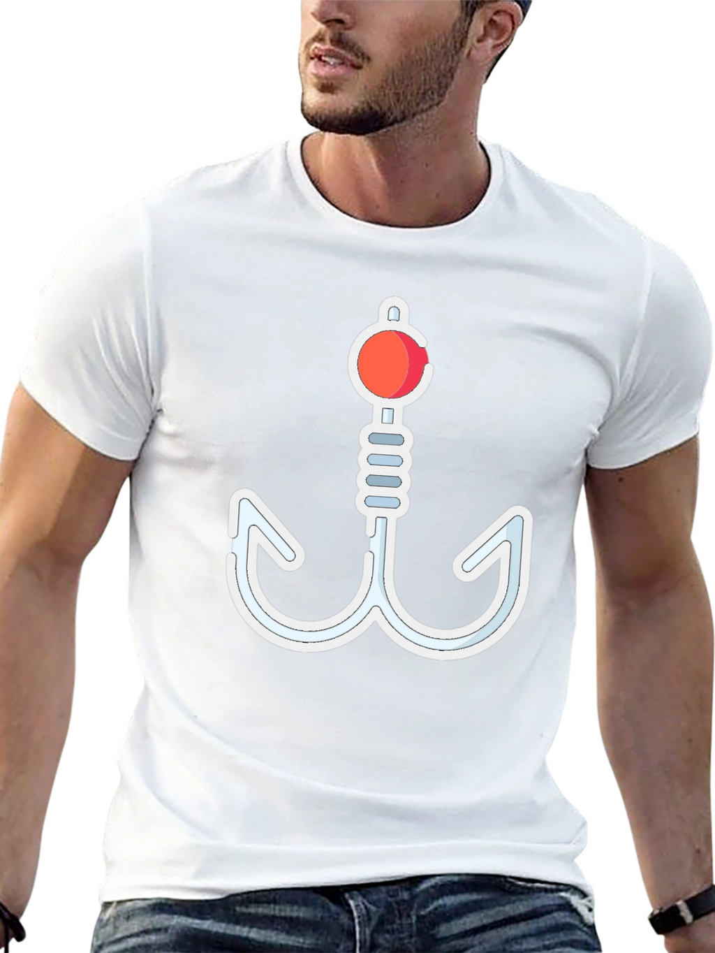 Novelty Fishing Hook Graphic T-Shirt