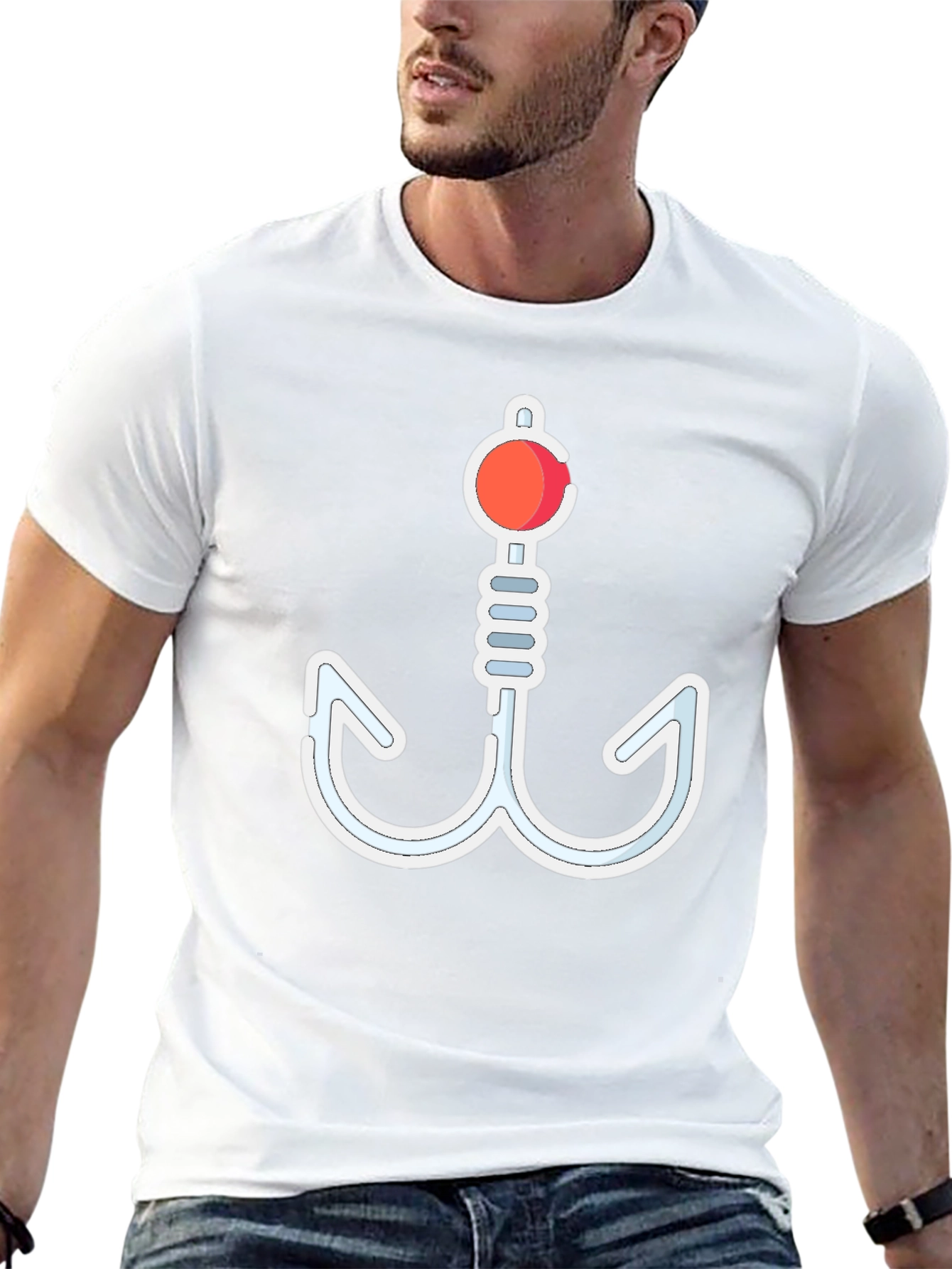 Novelty Fishing Hook Graphic T-Shirt