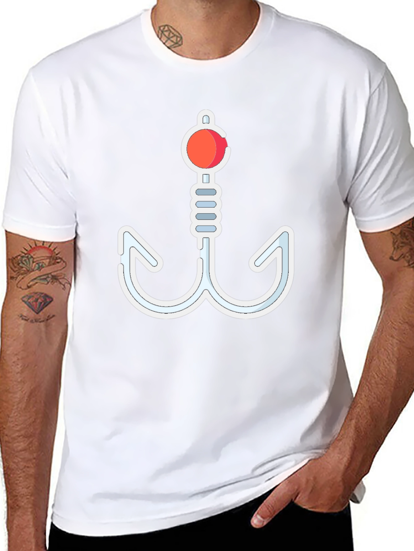 Novelty Fishing Hook Graphic T-Shirt