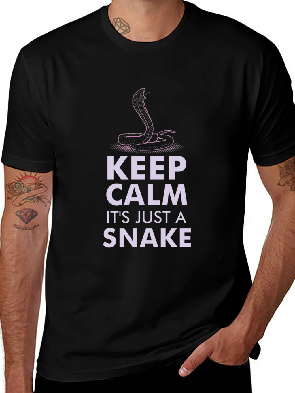 Keep Calm Its Just A Snake Black T-Shirt