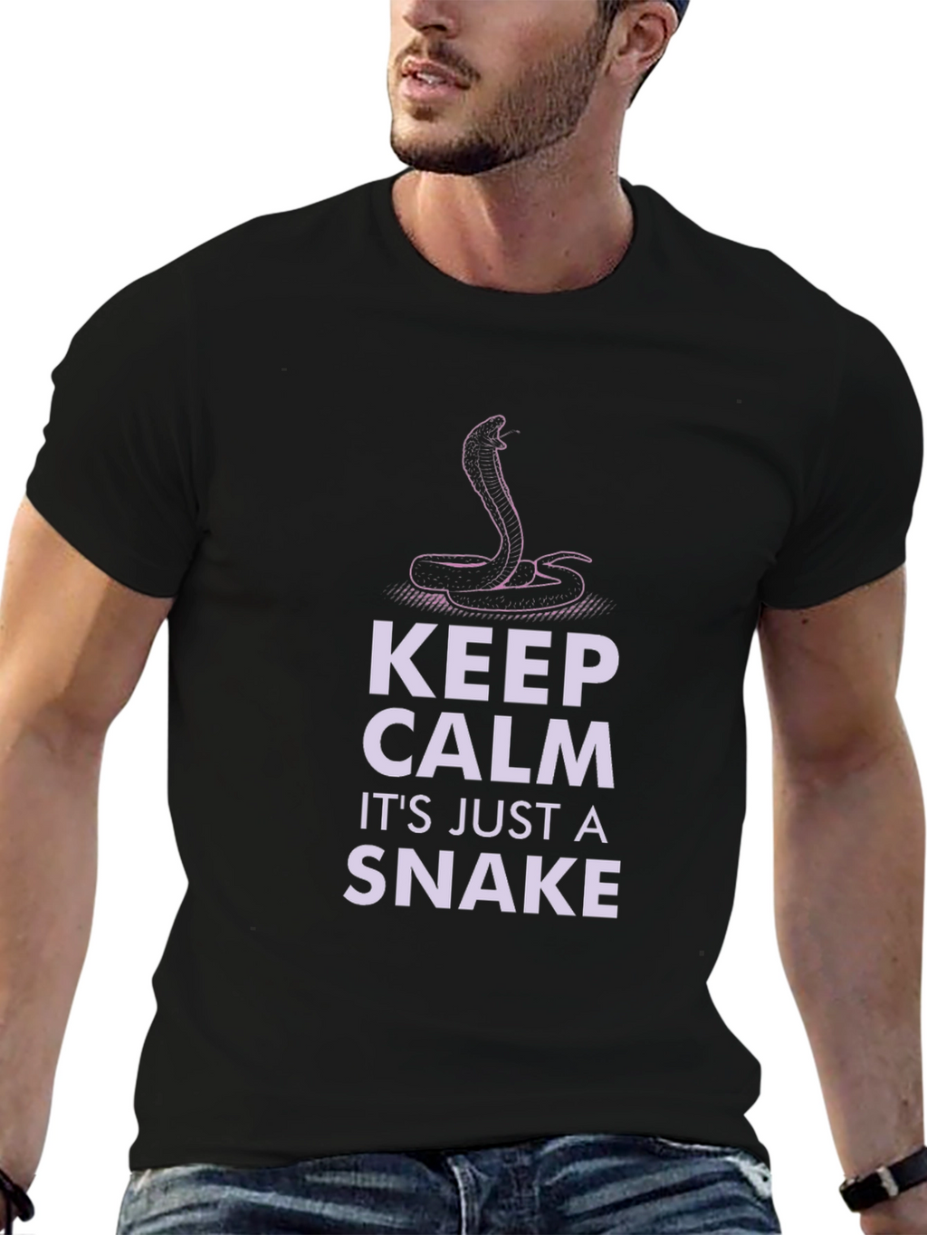 Keep Calm Its Just A Snake Black T-Shirt