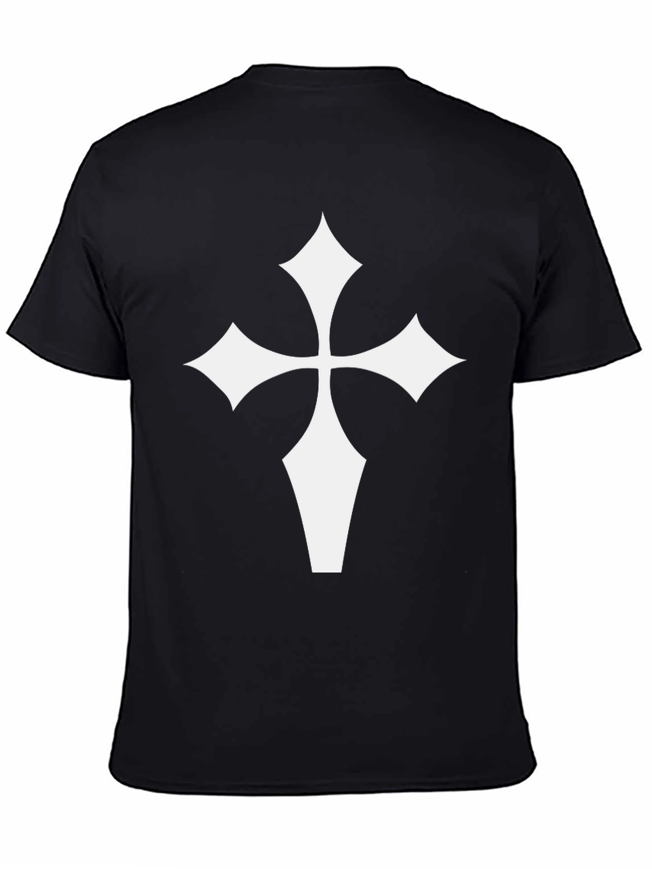 Black T-Shirt with White Cross Graphic