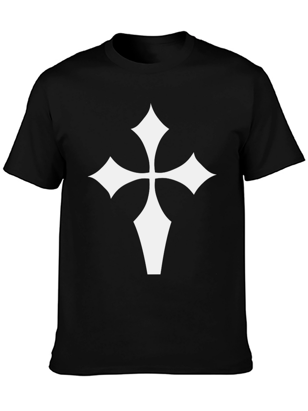 Black T-Shirt with White Cross Graphic
