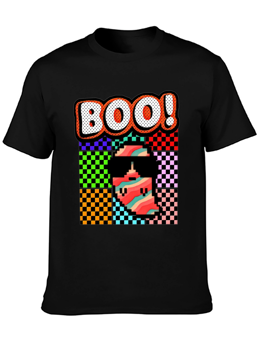 Retro Pixel BOO! Graphic Tee - Halloween Fun