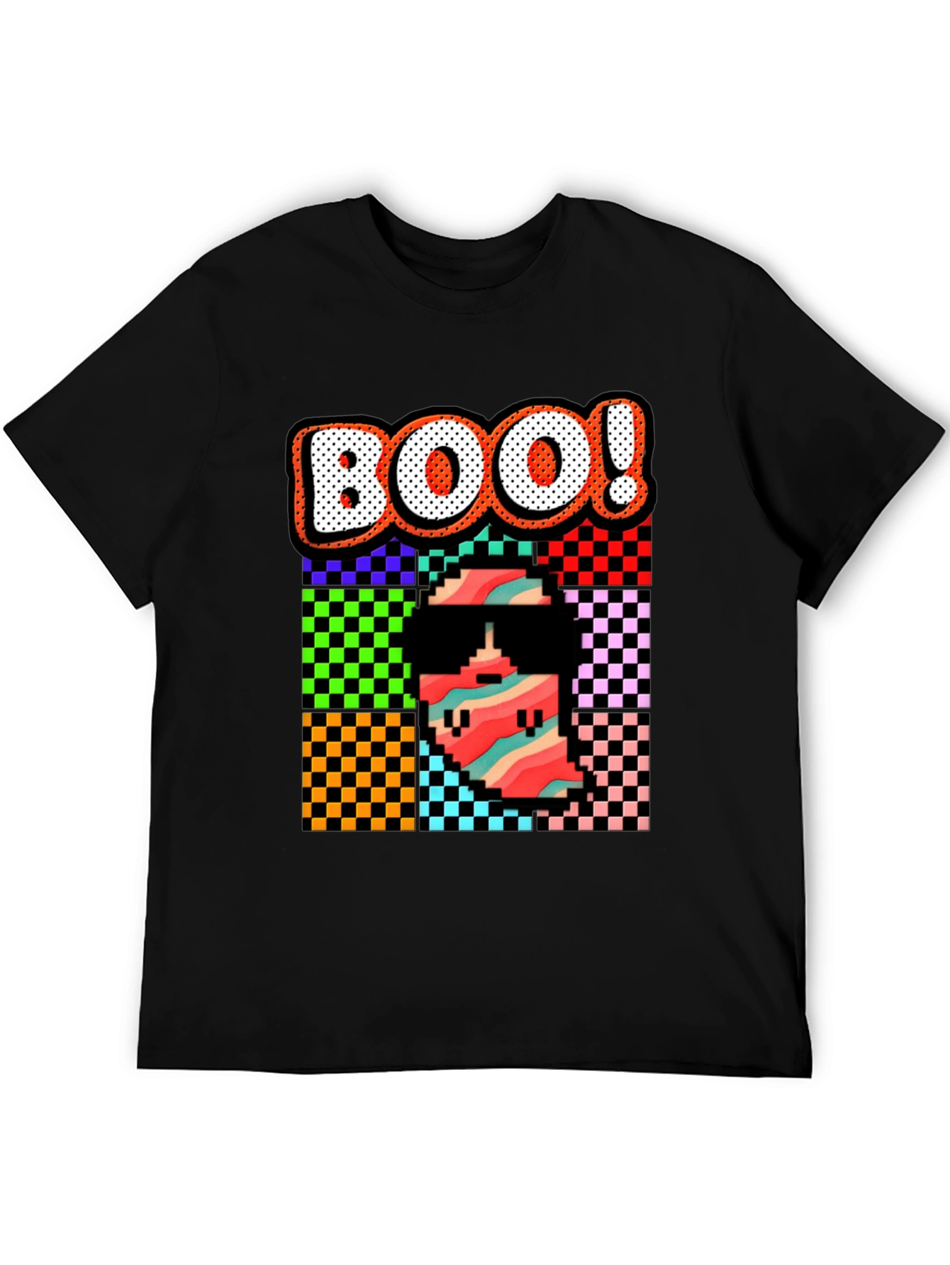 Retro Pixel BOO! Graphic Tee - Halloween Fun