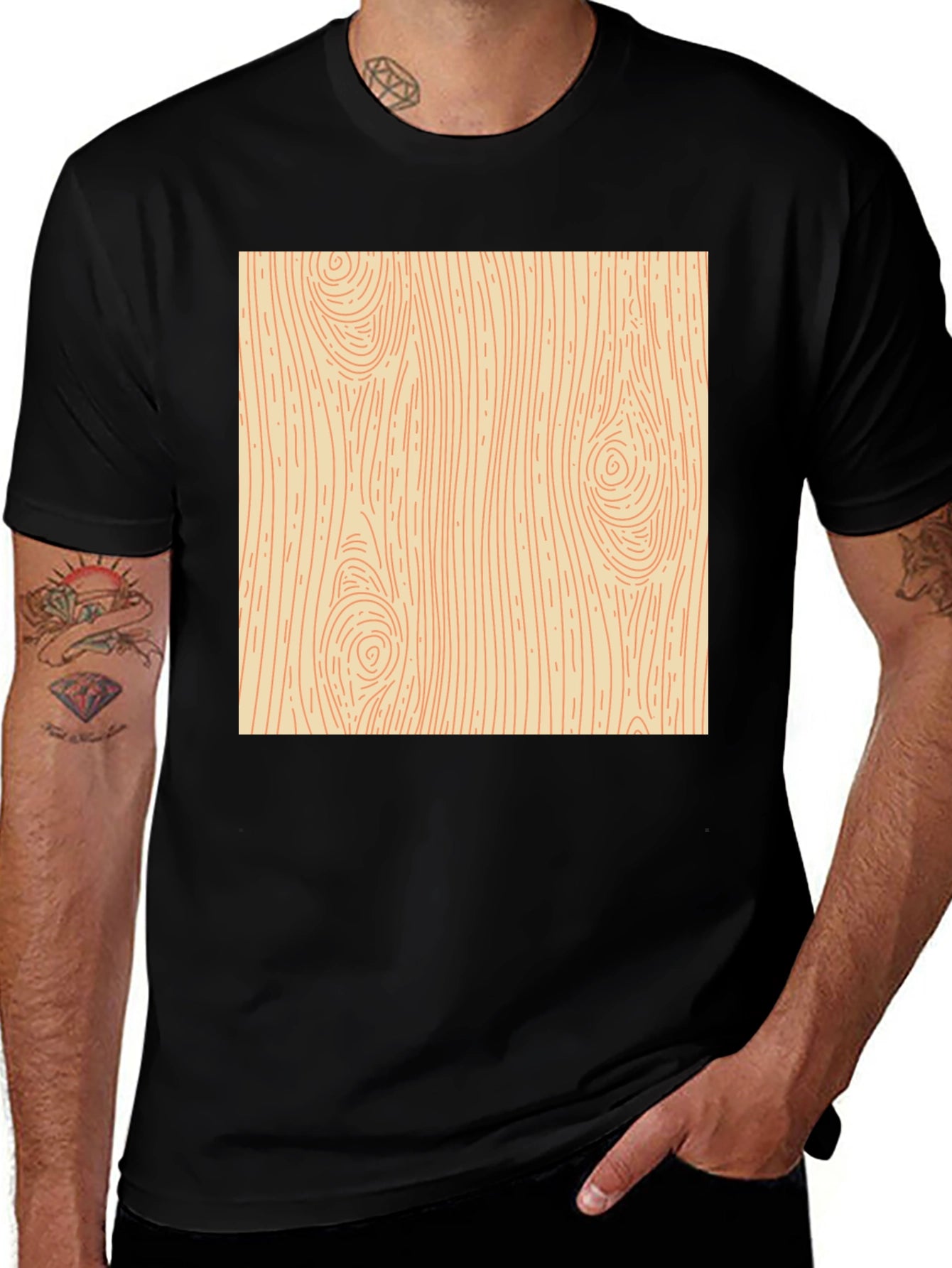 Wood Grain Graphic Tee - Novelty Print Shirt