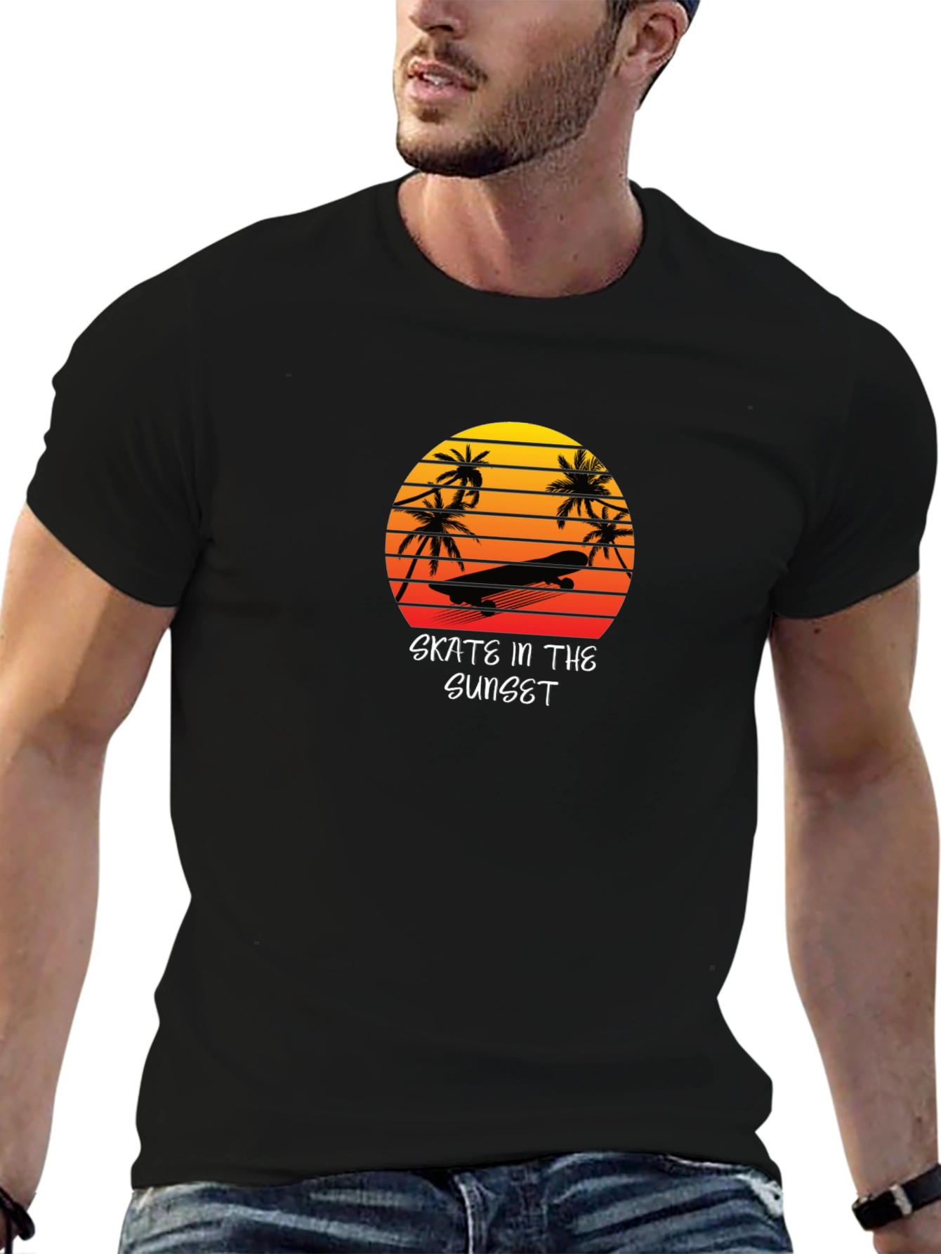 Skate in the Sunset Black T-Shirt