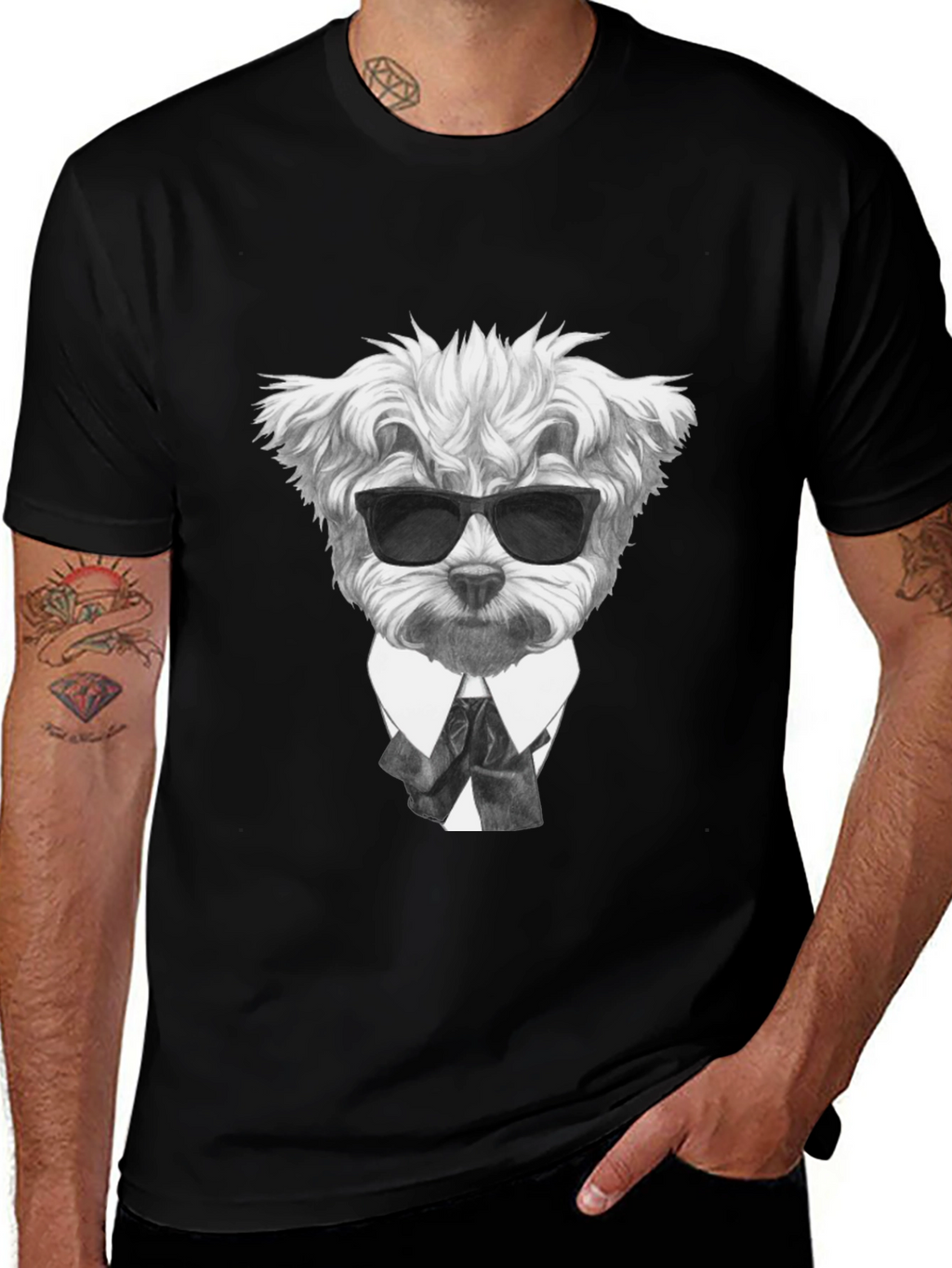 Dog in Suit Graphic T-Shirt - Cool Canine Style