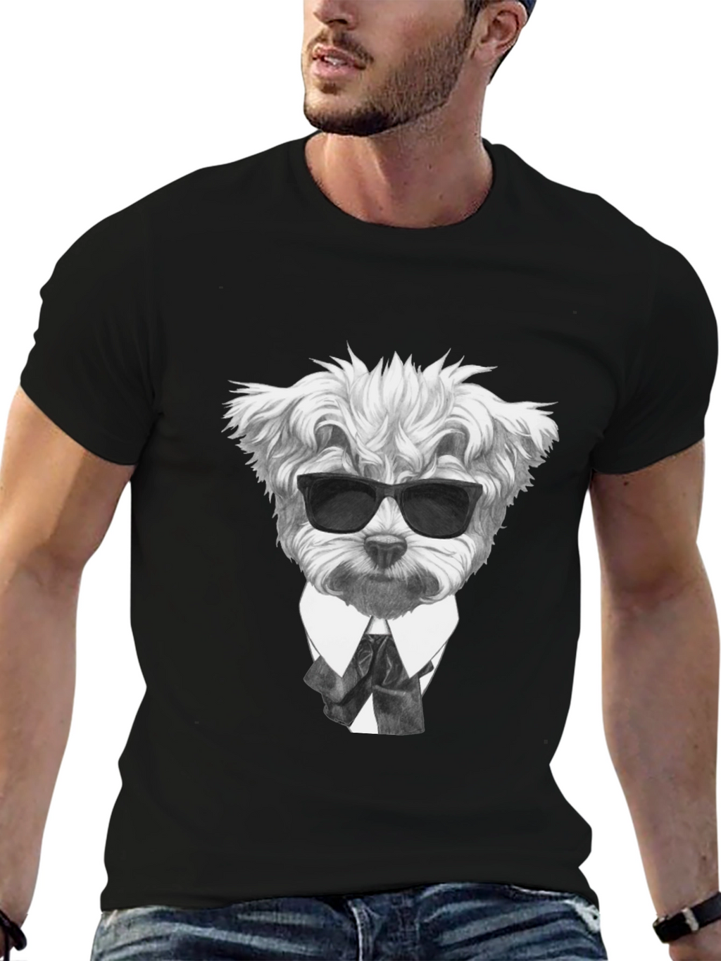 Dog in Suit Graphic T-Shirt - Cool Canine Style