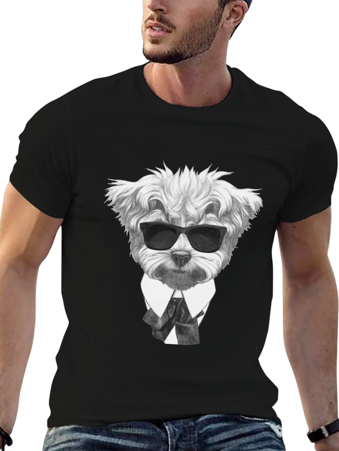 Dog in Suit Graphic T-Shirt - Cool Canine Style