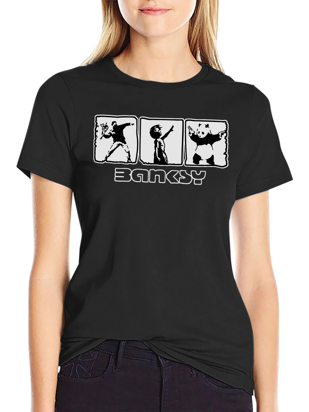 Banksy Graphic Print Black T-Shirt for Men