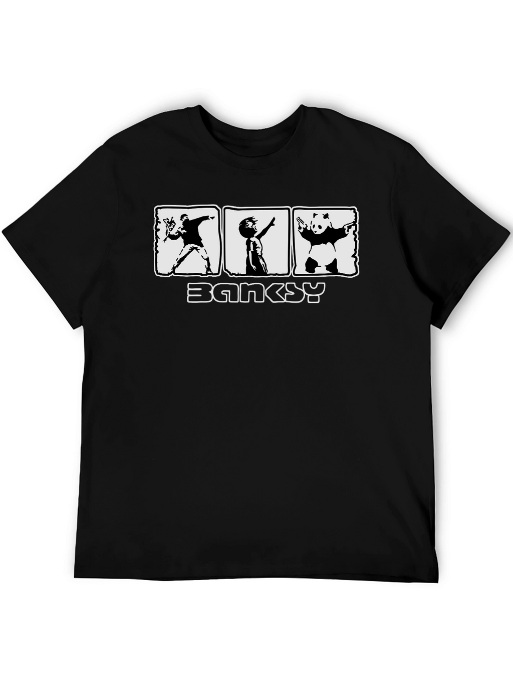 Banksy Graphic Print Black T-Shirt for Men