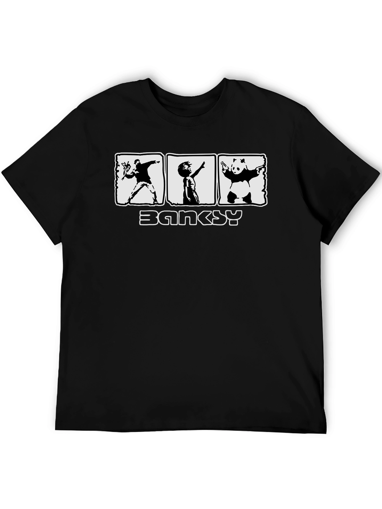 Banksy Graphic Print Black T-Shirt for Men