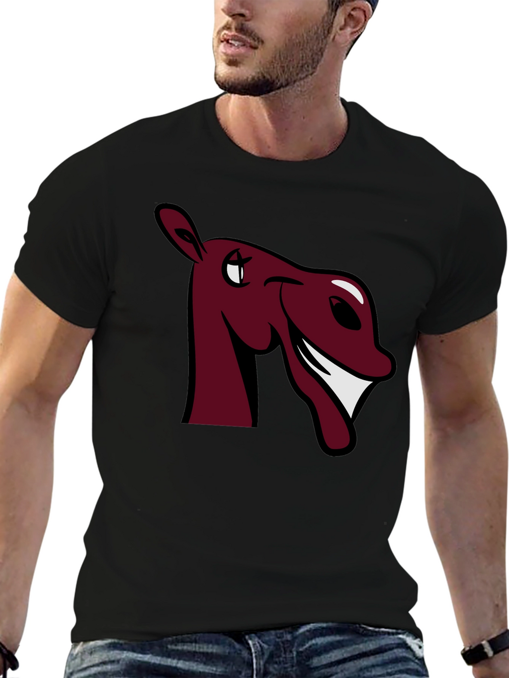 Funny Horse Graphic Tee - Burgundy