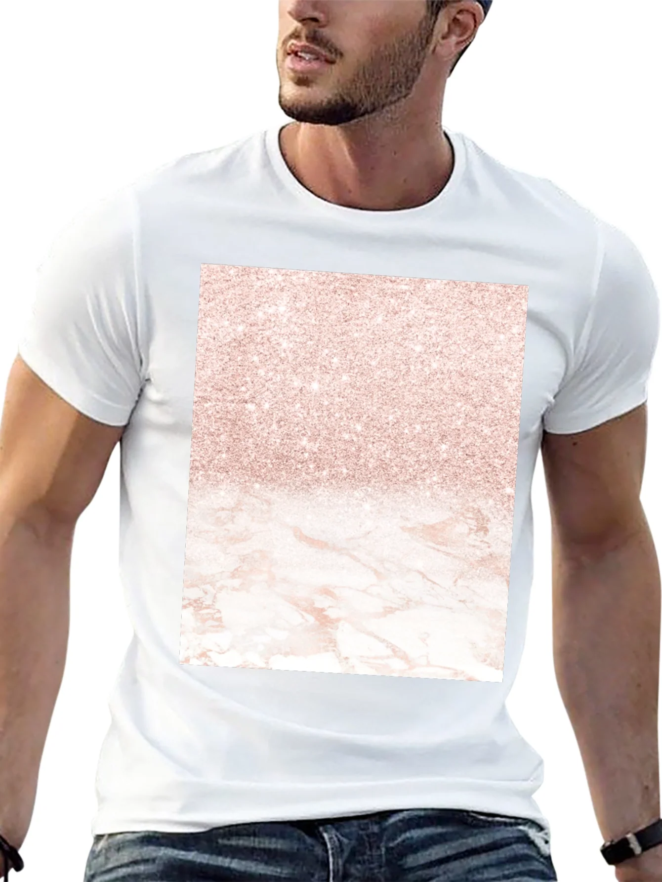 Elegant Glitter & Marble Graphic Tee - Stylish Casual Wear