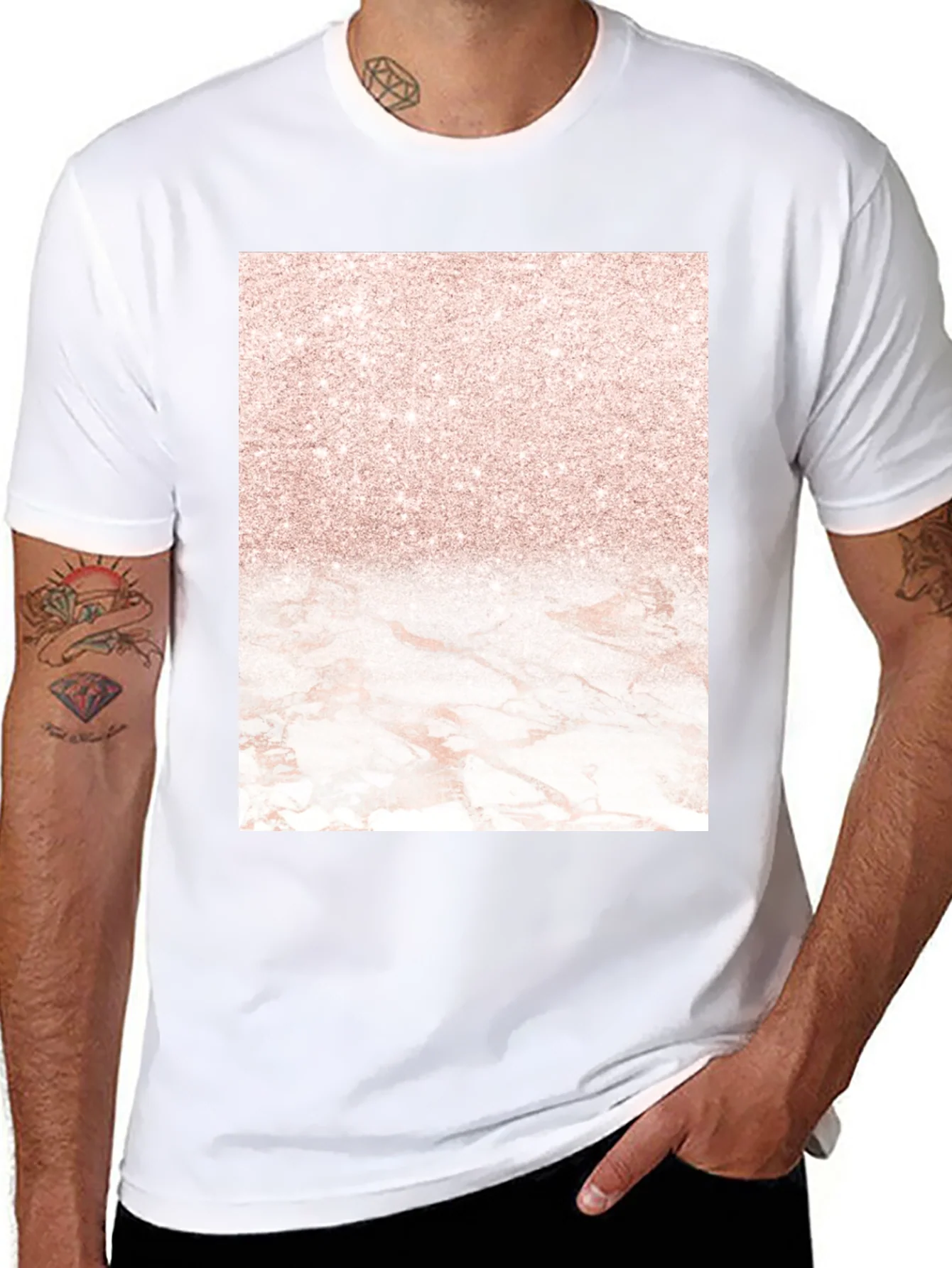 Elegant Glitter & Marble Graphic Tee - Stylish Casual Wear
