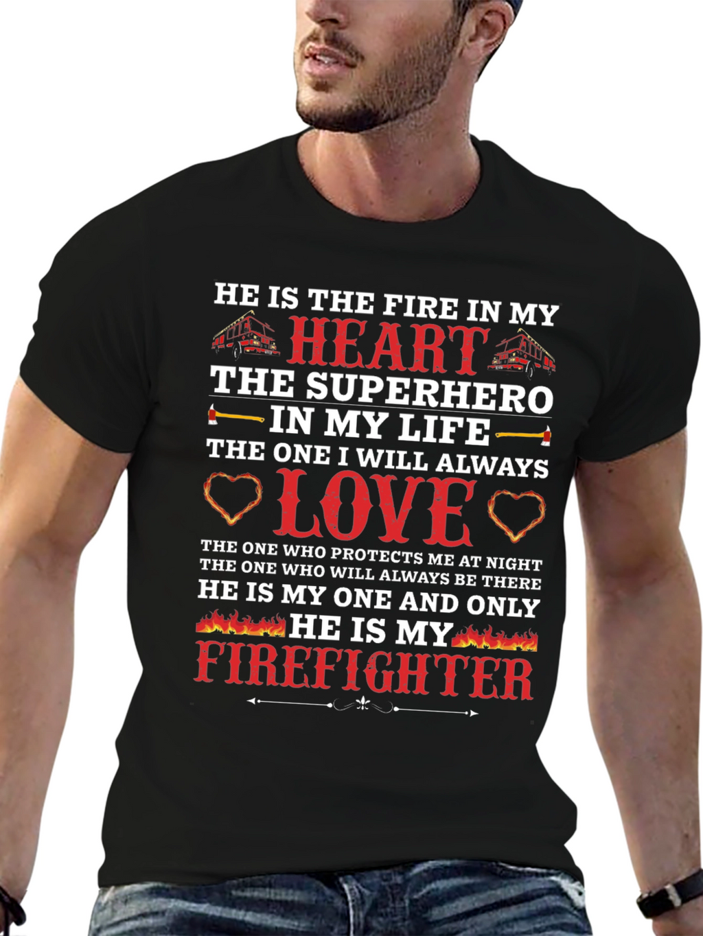 Firefighter Love T-Shirt - Heros Heart