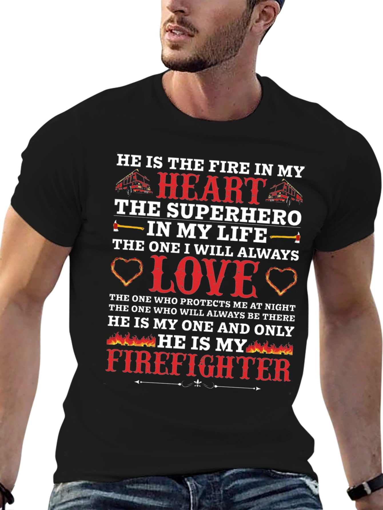 Firefighter Love T-Shirt - Heros Heart