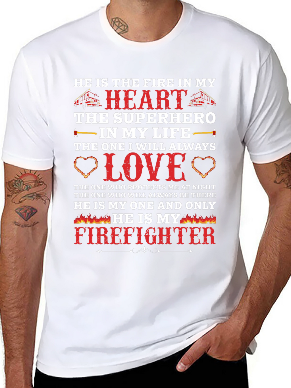 Firefighter Love T-Shirt - Heros Heart