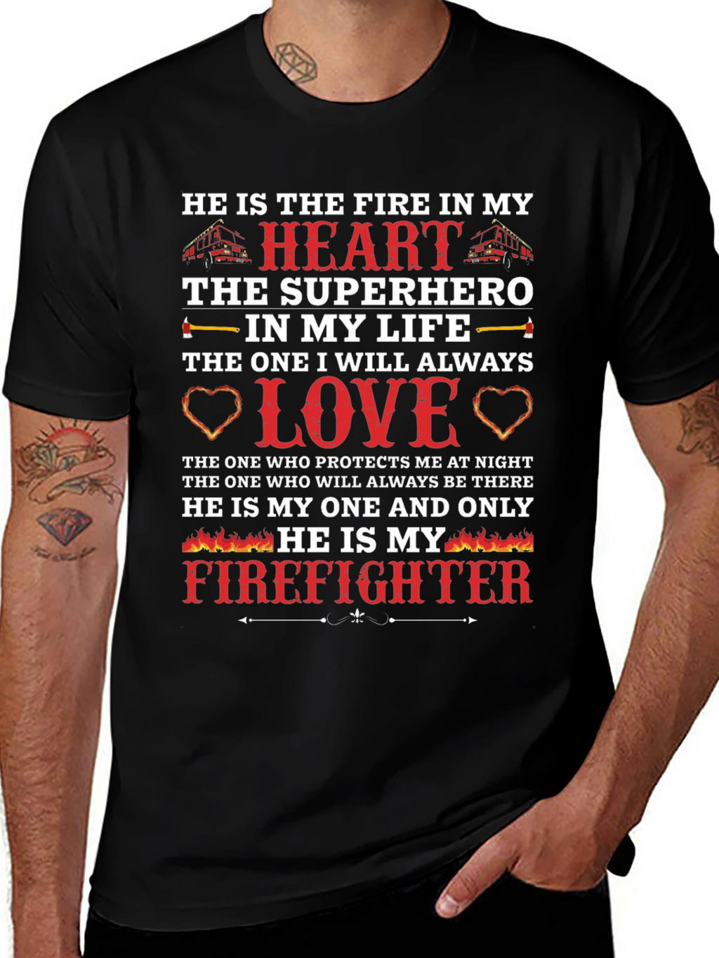 Firefighter Love T-Shirt - Heros Heart