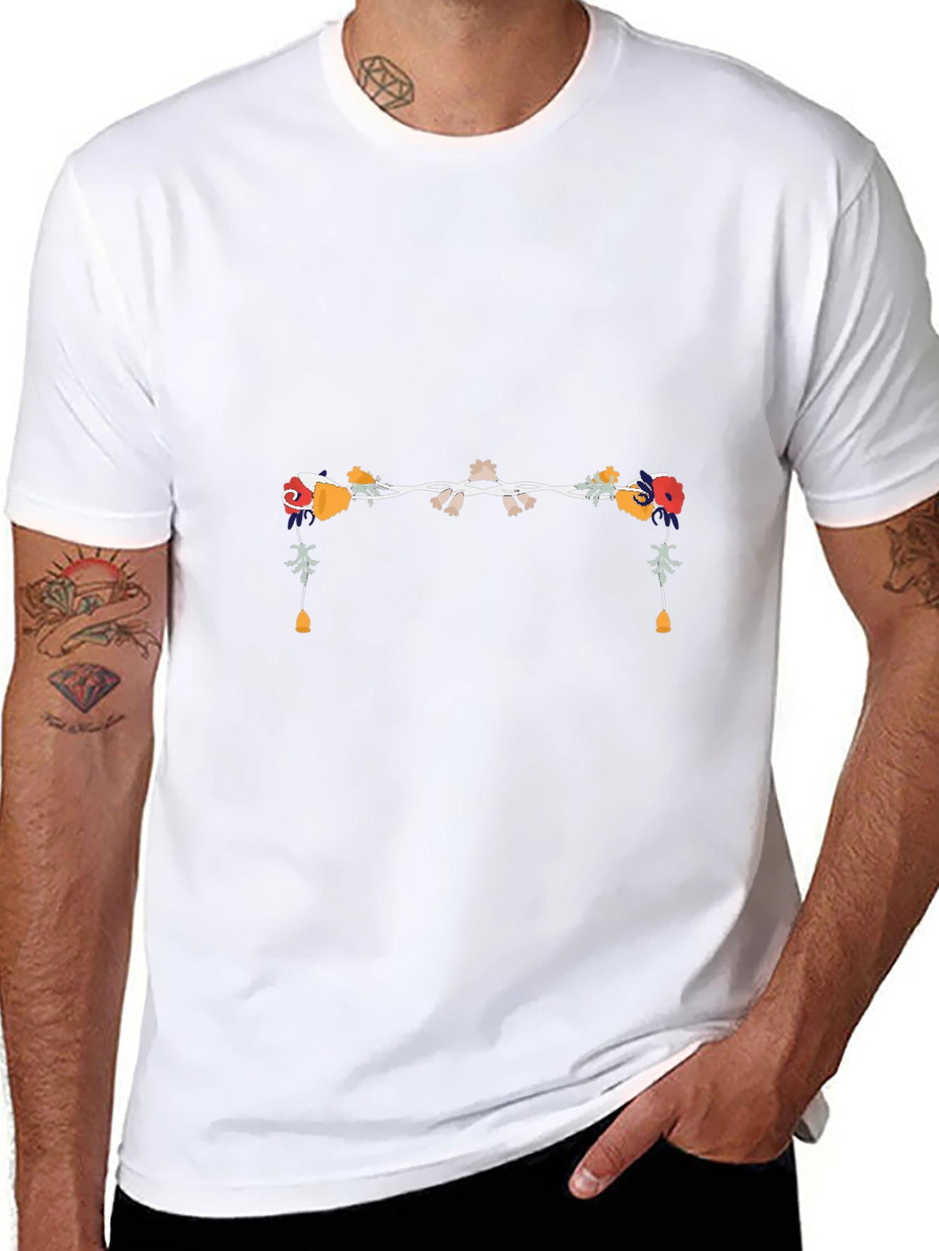 Floral Divider Graphic Tee - Stylish Casual Comfort
