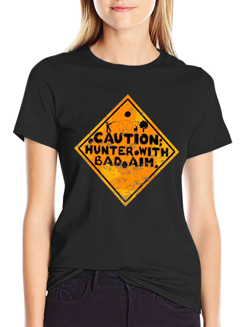 Caution Hunter with Bad Aim Graphic Tee